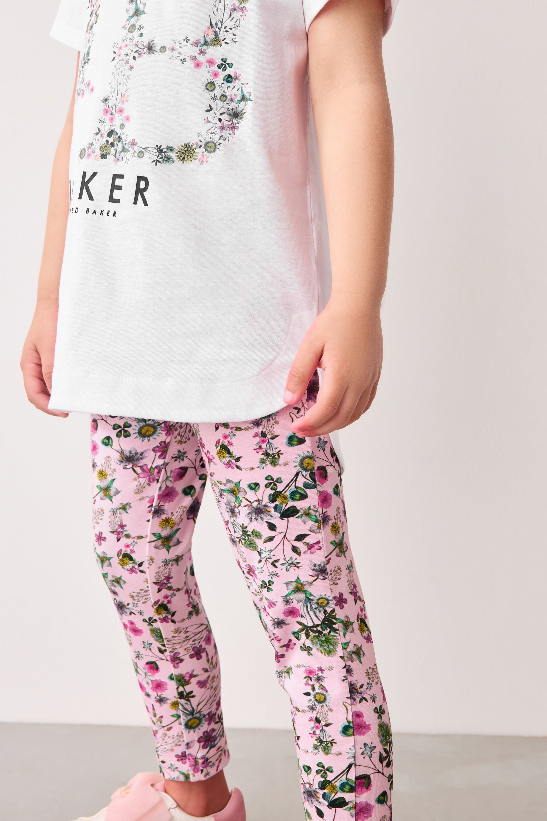 Baker by Ted Baker Pink Floral T-Shirt And Leggings Set