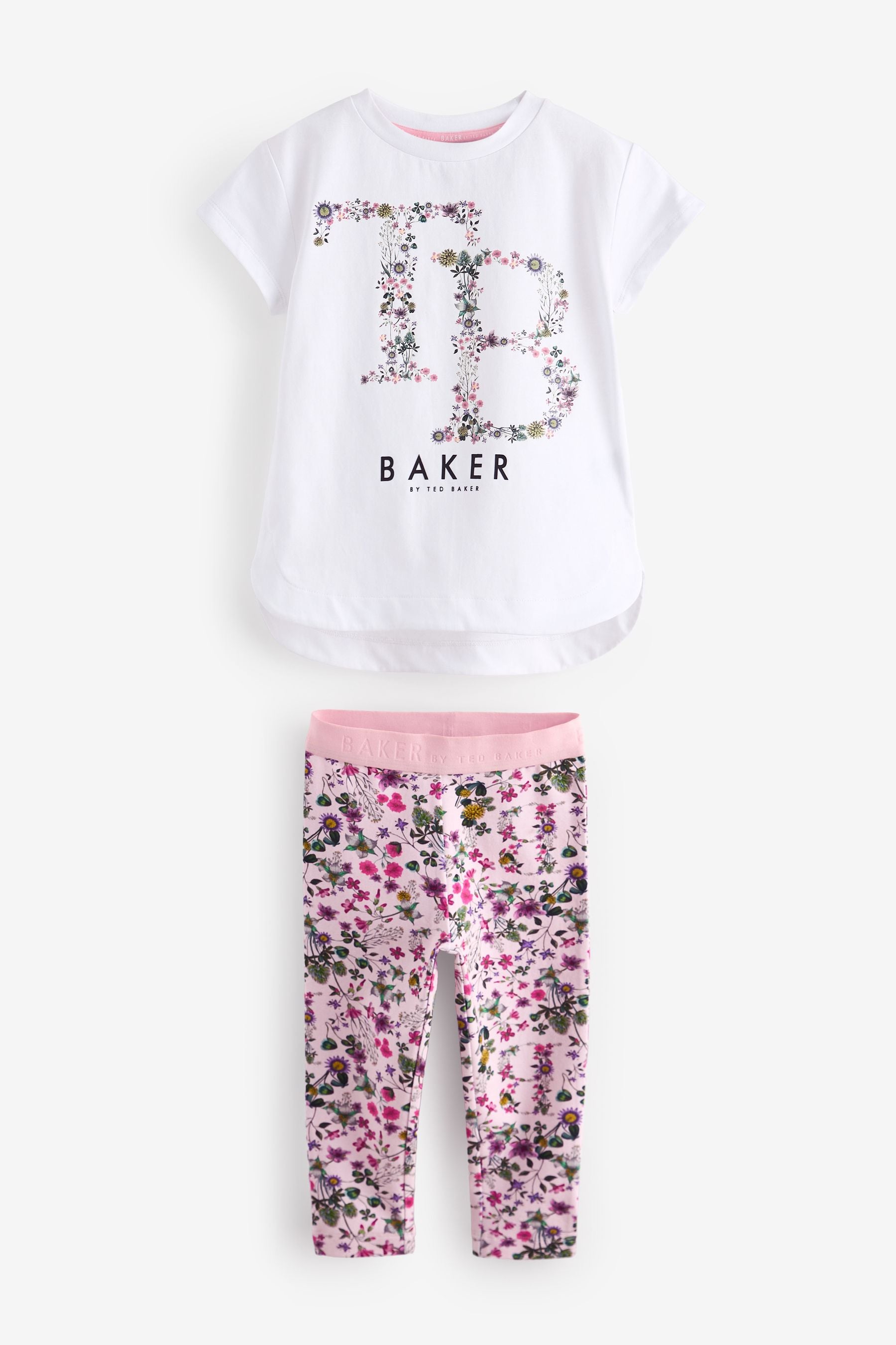 Baker by Ted Baker Pink Floral T-Shirt And Leggings Set