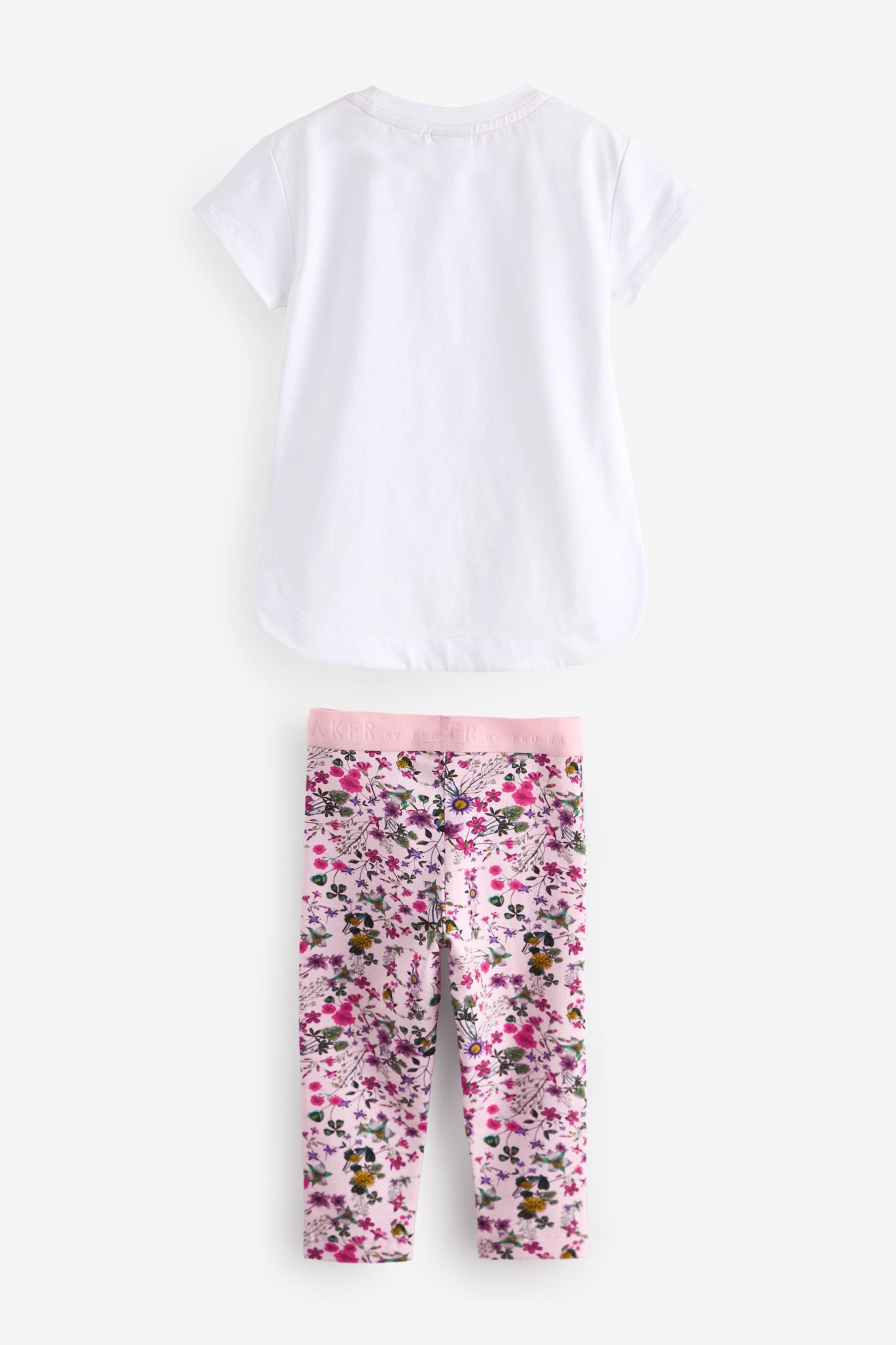 Baker by Ted Baker Pink Floral 100% Cotton T-Shirt And Leggings Set