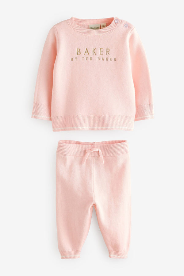 Baker by Ted Baker Pink Knitted Top and Leggings Set