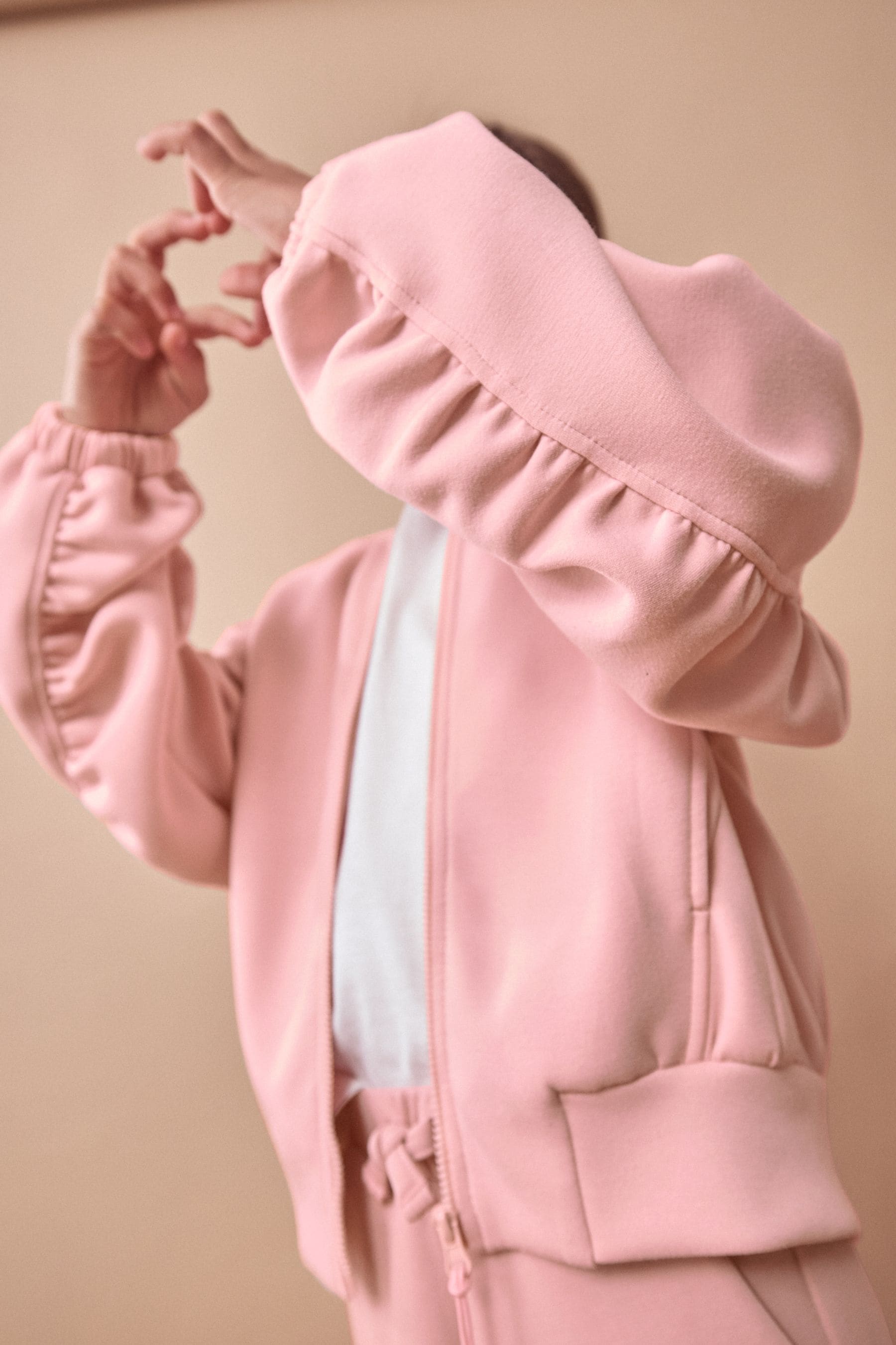 Pink Soft Jacket And Wide Leg Joggers Set (3-16yrs)