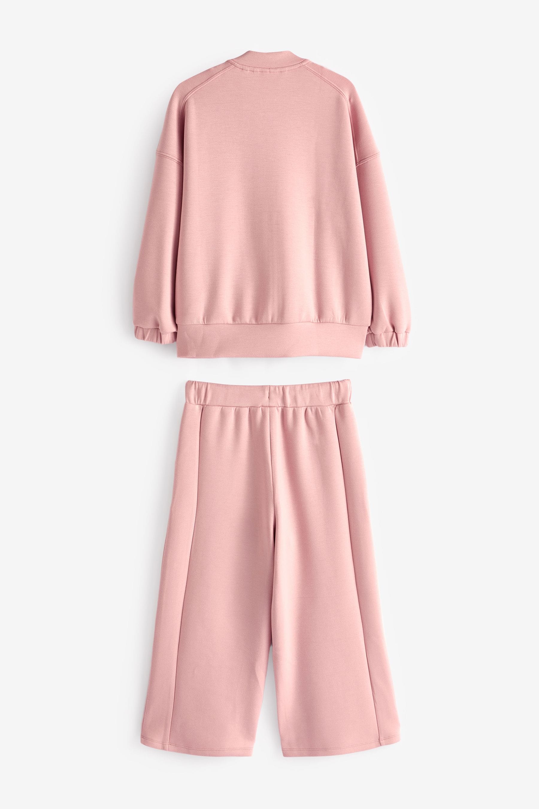 Pink Soft Jacket And Wide Leg Joggers Set (3-16yrs)