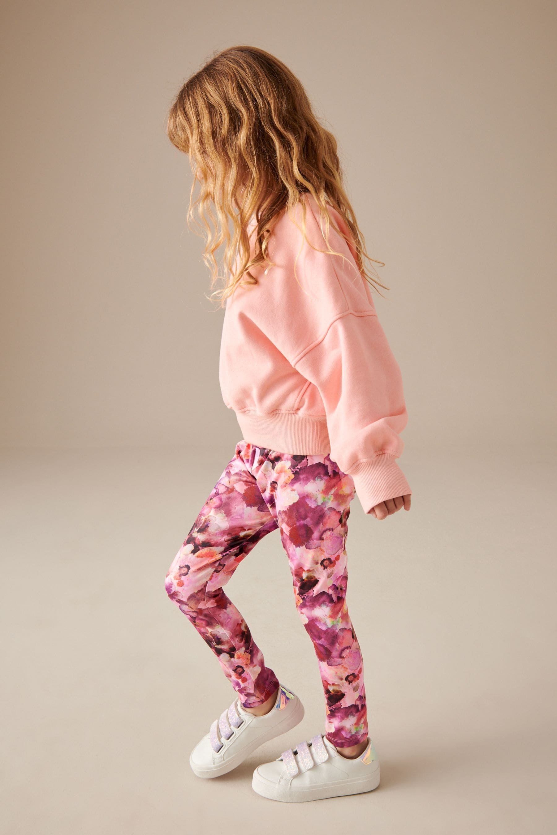 Pink Sweatshirt and Floral Leggings Set (3-16yrs)