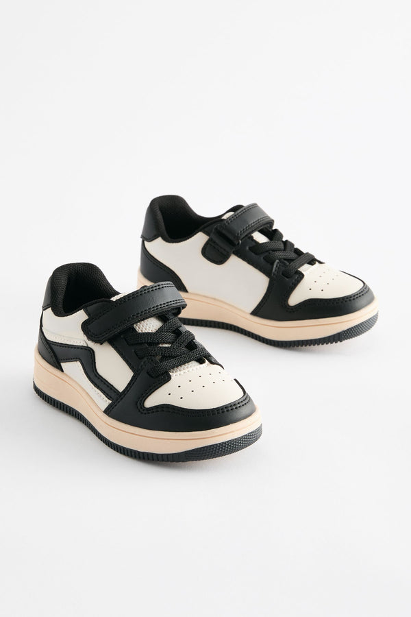 Black/White Touch Fastening Elastic Lace Trainers