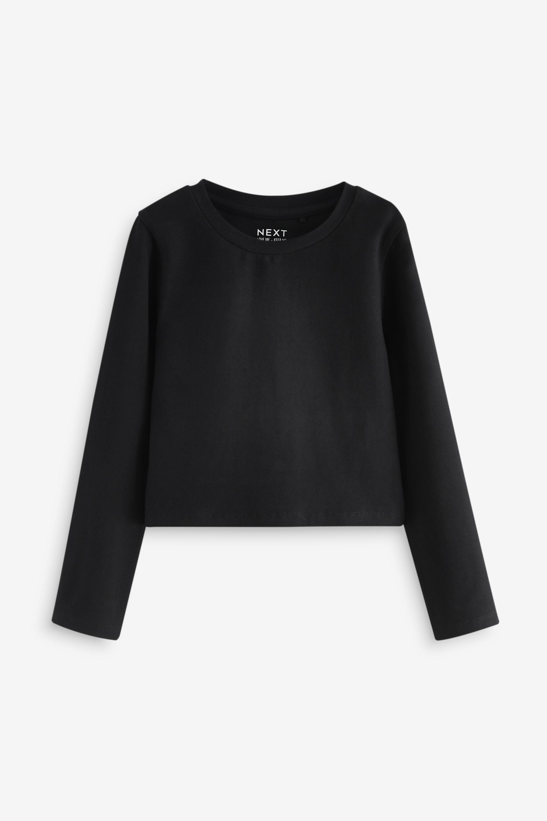 Black Long Sleeve Boxy Cropped T-Shirt (3-16yrs)