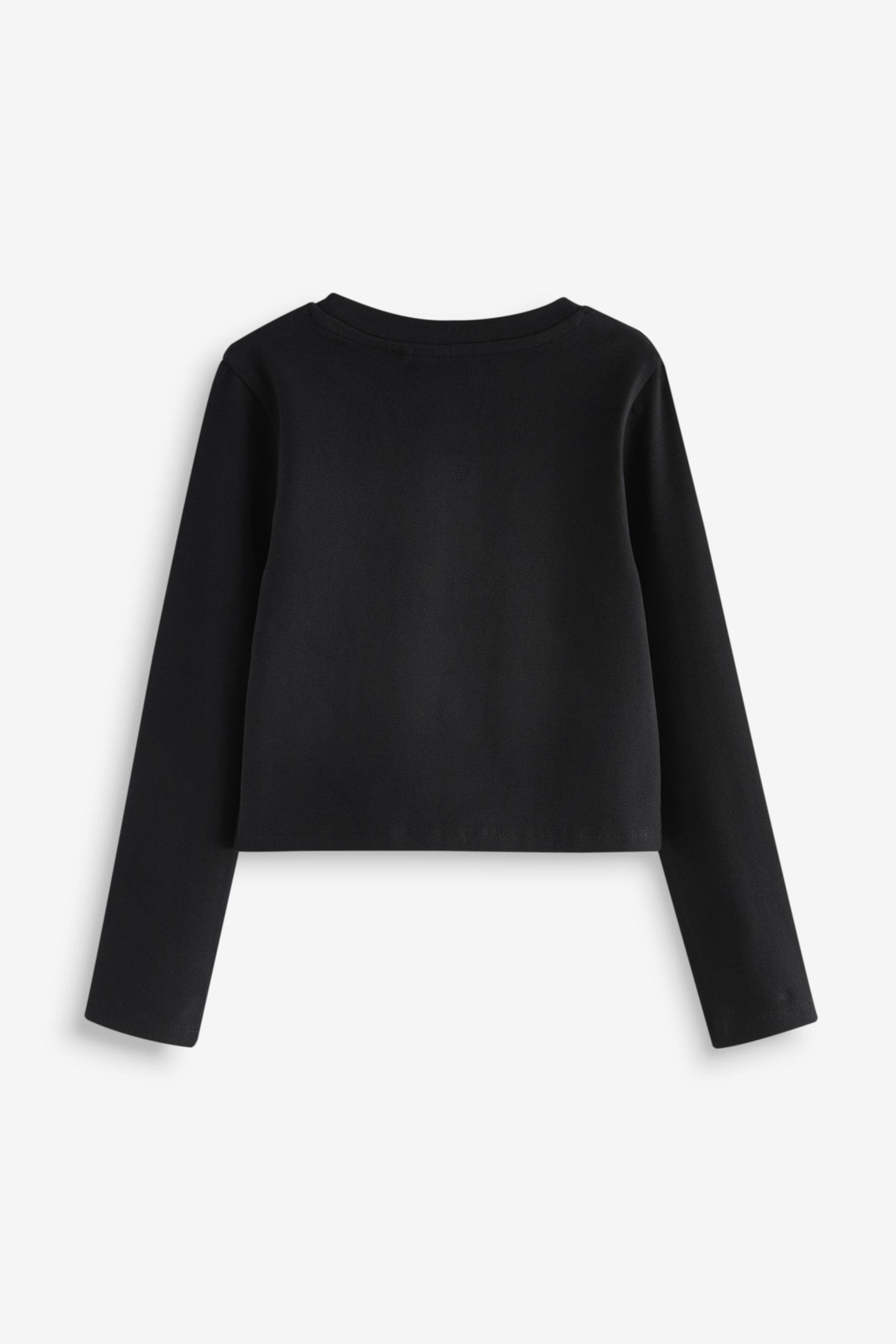 Black Long Sleeve Boxy Cropped T-Shirt (3-16yrs)