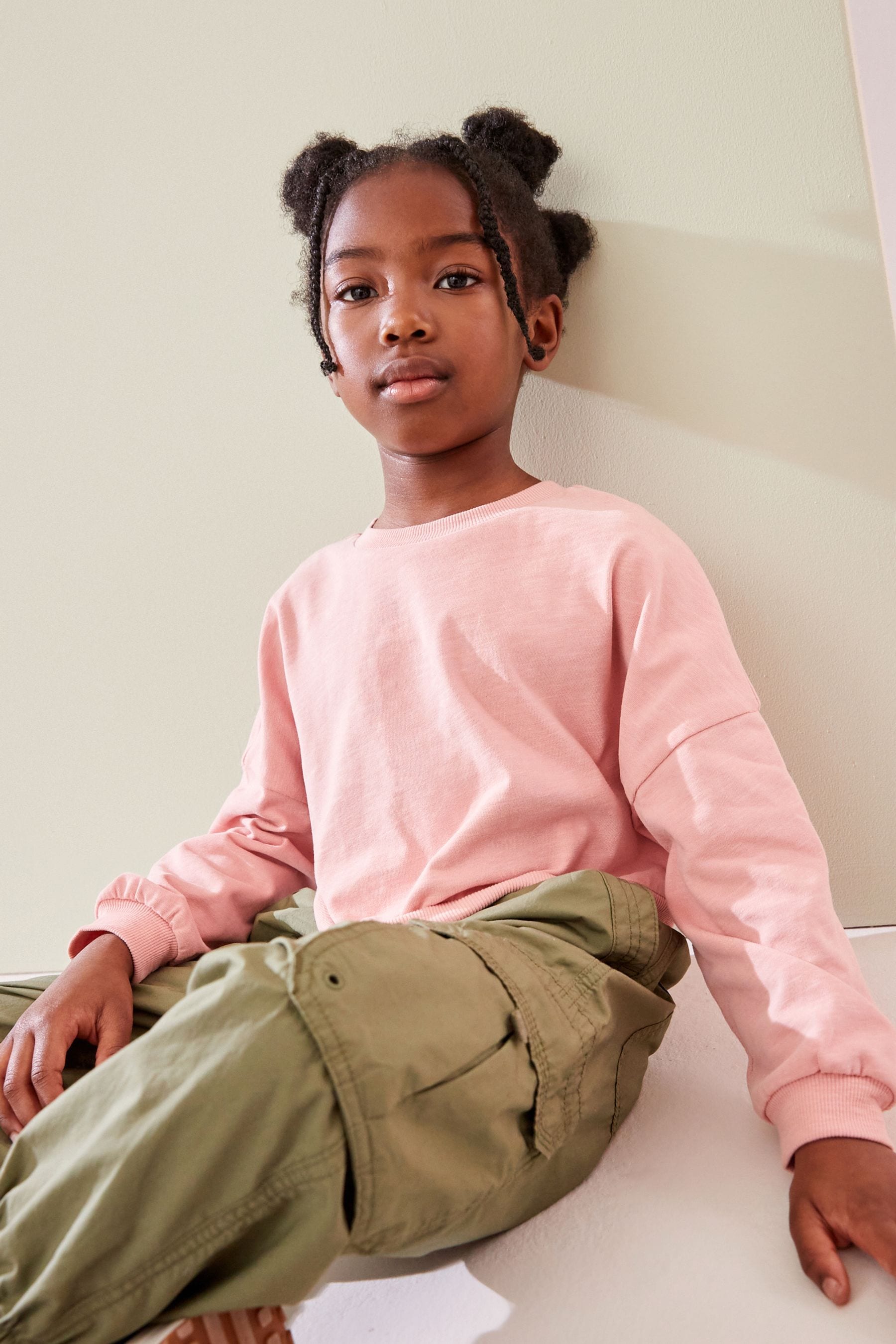 Pink Print 100% Cotton Boxy Long Sleeve Sweatshirt (3-16yrs)