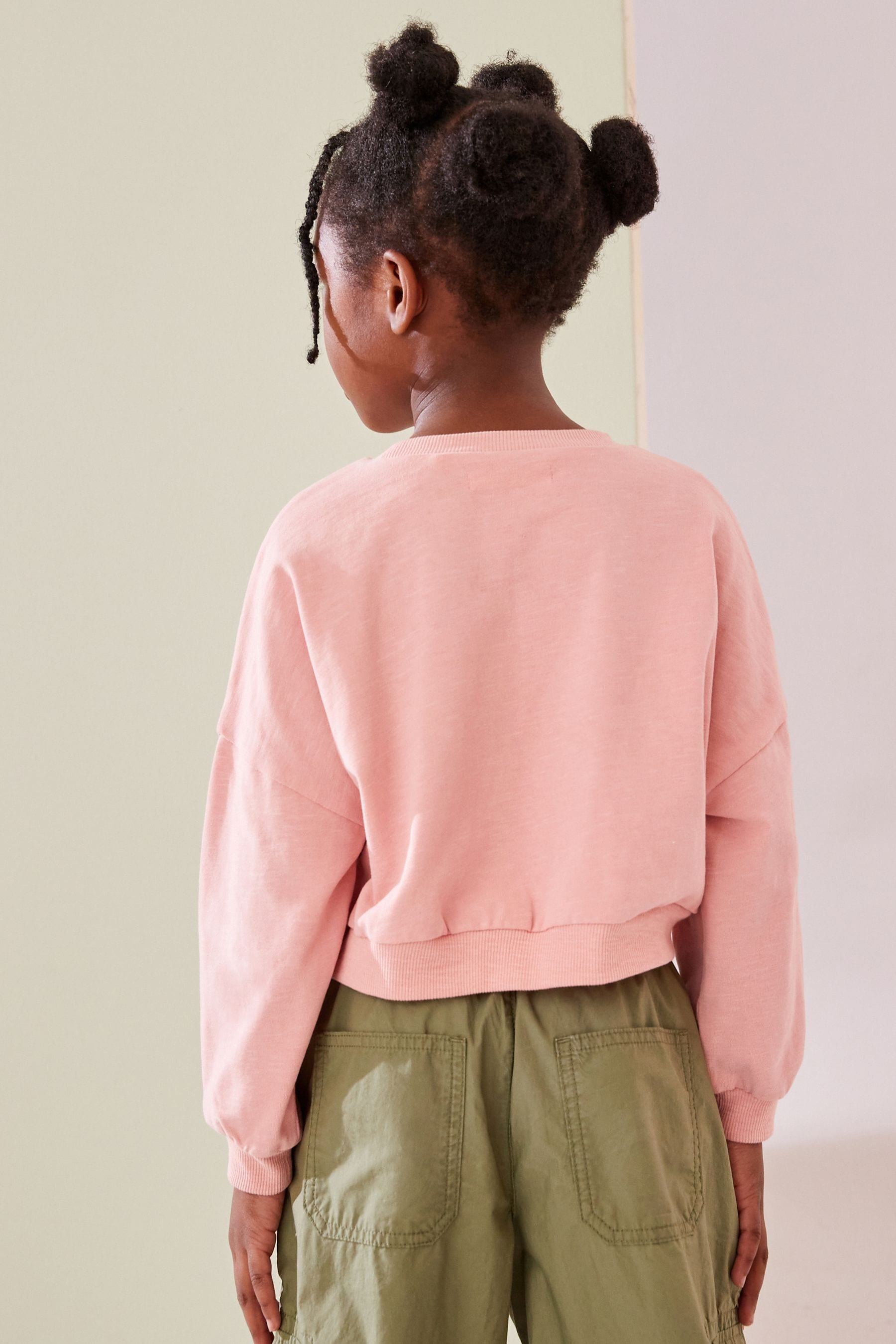 Pink Print 100% Cotton Boxy Long Sleeve Sweatshirt (3-16yrs)