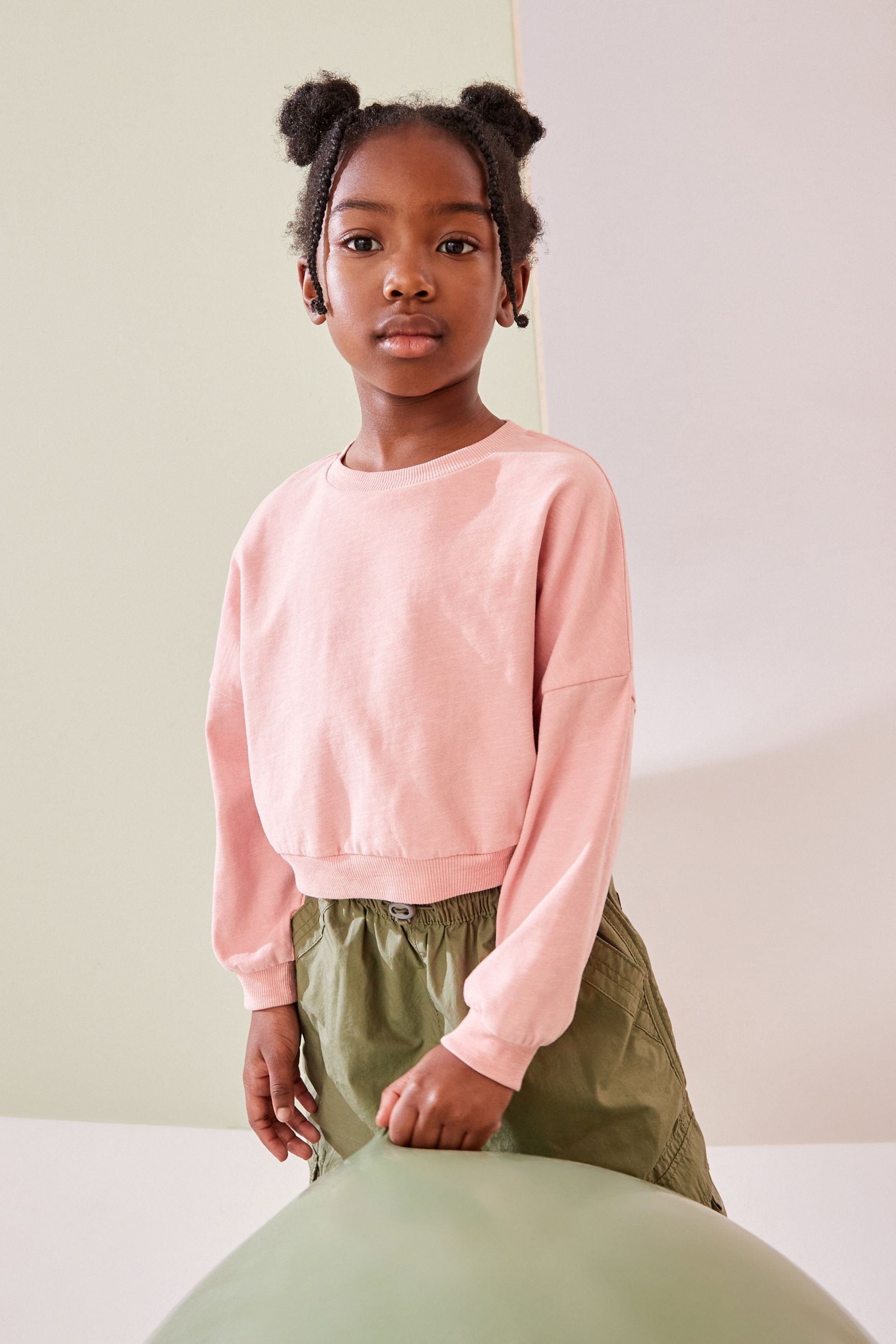 Pink Print 100% Cotton Boxy Long Sleeve Sweatshirt (3-16yrs)