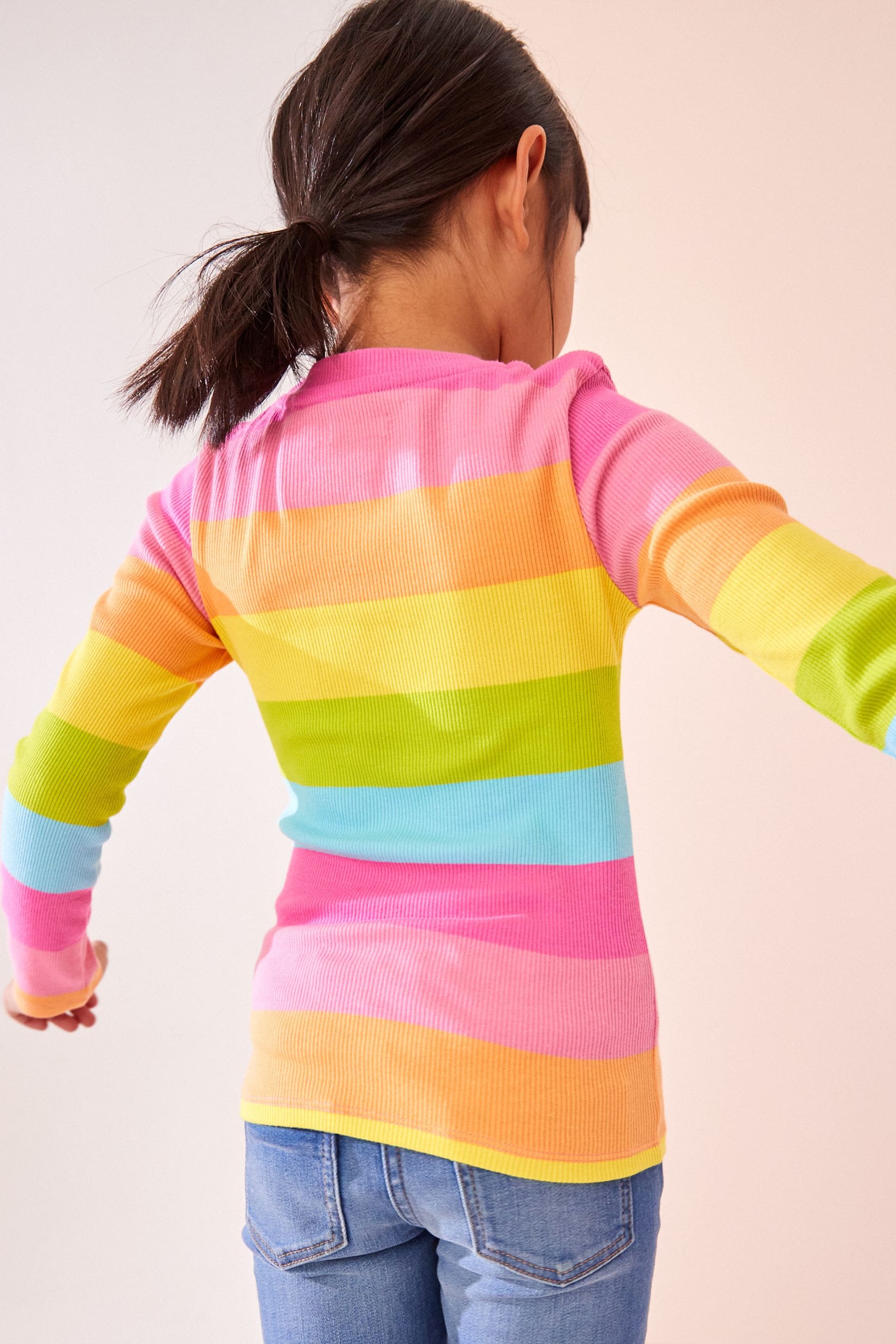 Multi 1 Pack Long Sleeve Ribbed Top (3-16yrs)