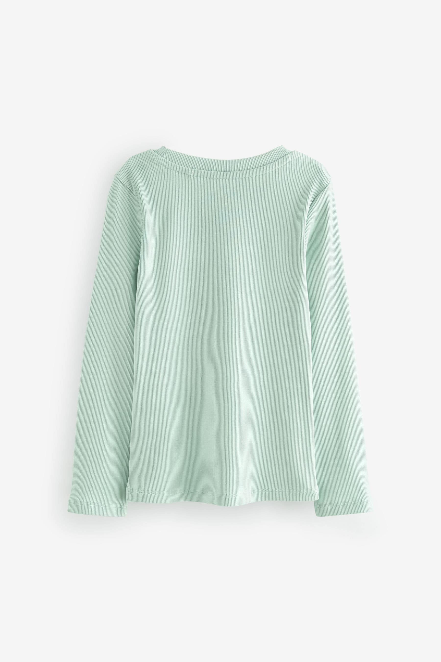 Mint Green 1 Pack Long Sleeve Ribbed Top (3-16yrs)