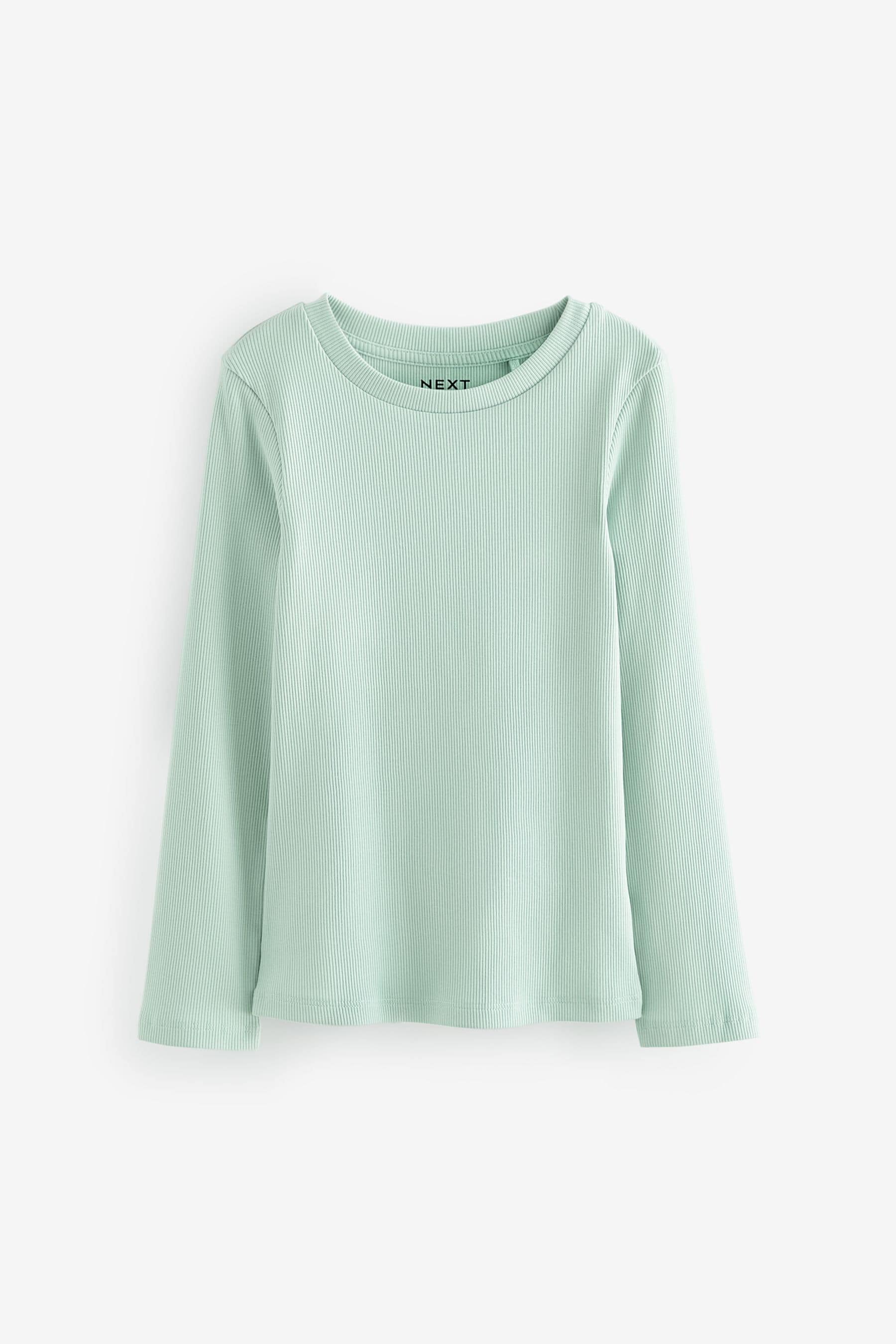 Mint Green 1 Pack Long Sleeve Ribbed Top (3-16yrs)