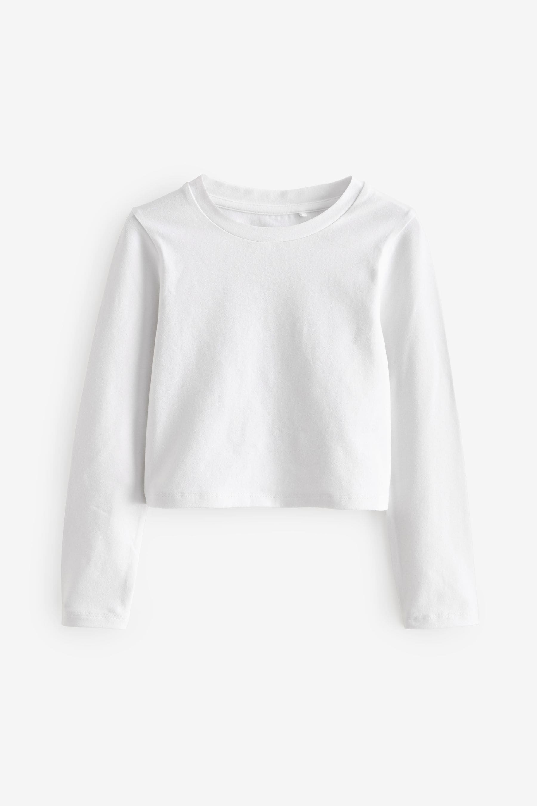 White Long Sleeve Boxy Cropped T-Shirt (3-16yrs)