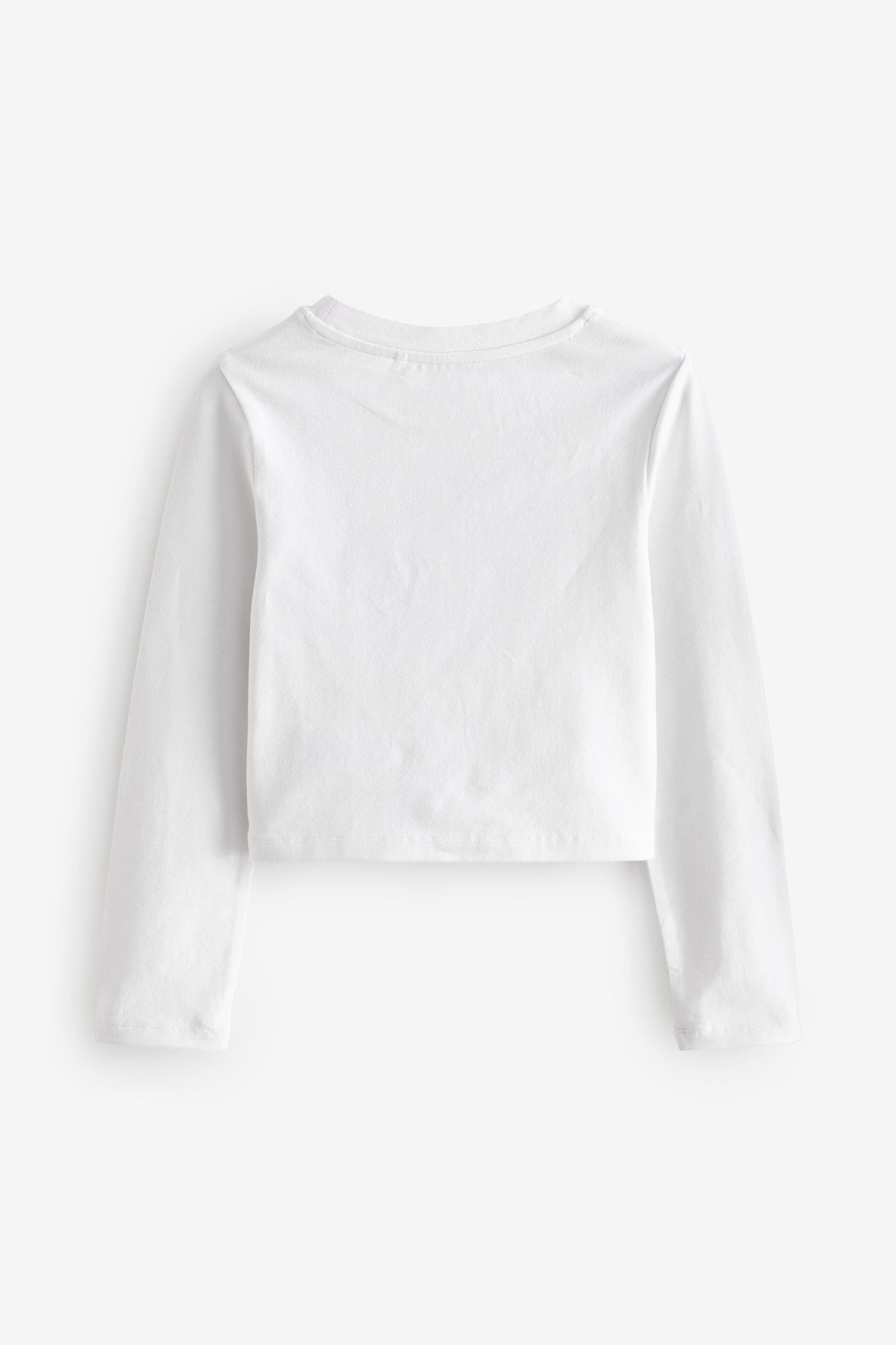 White Long Sleeve Boxy Cropped T-Shirt (3-16yrs)