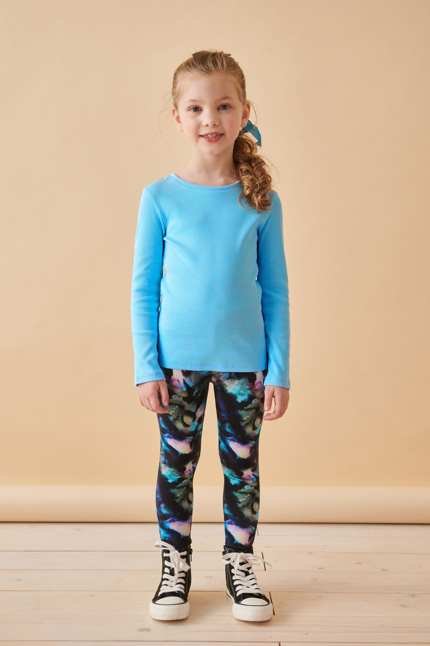 Blue 1 Pack Long Sleeve Ribbed Top (3-16yrs)