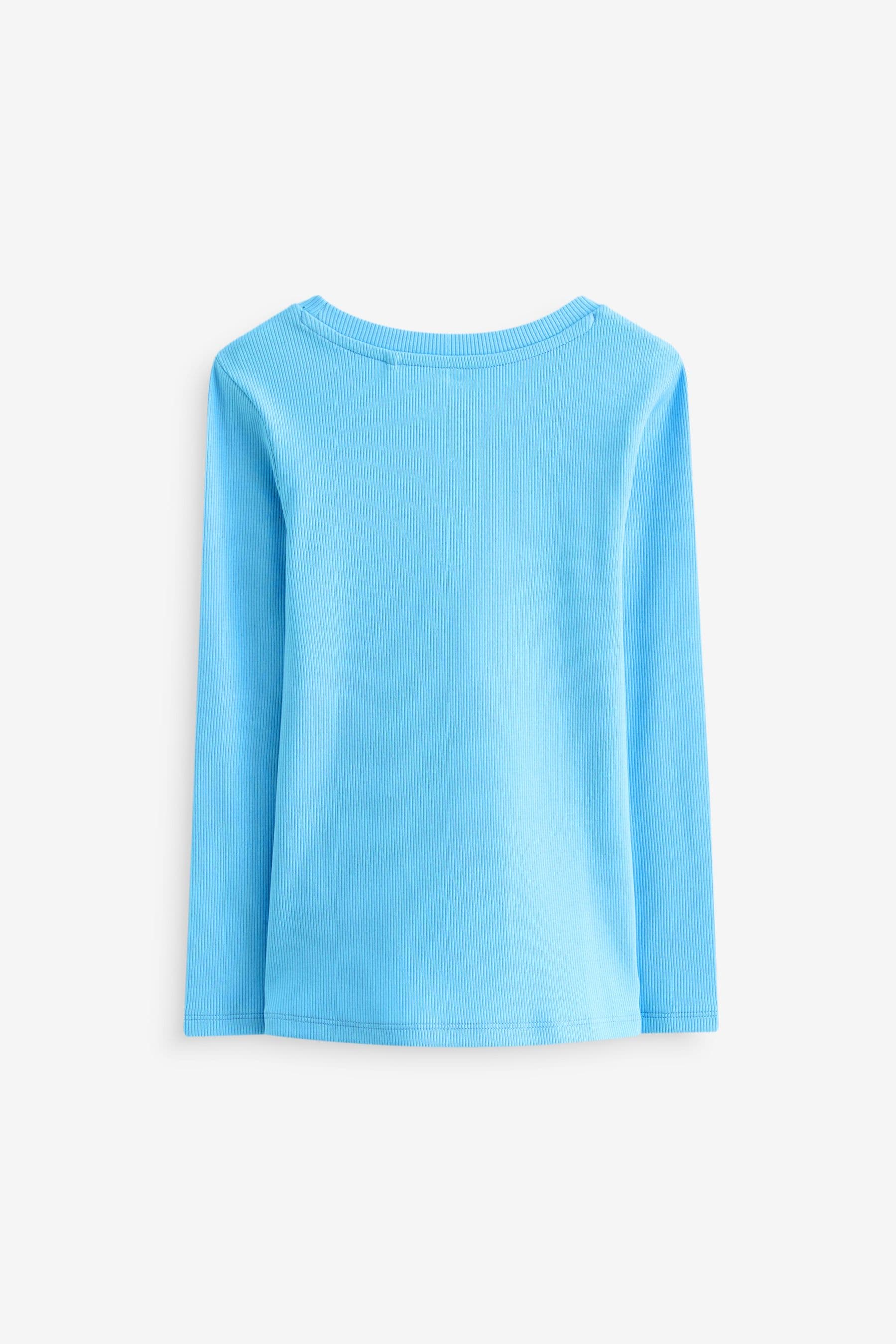 Blue 1 Pack Long Sleeve Ribbed Top (3-16yrs)