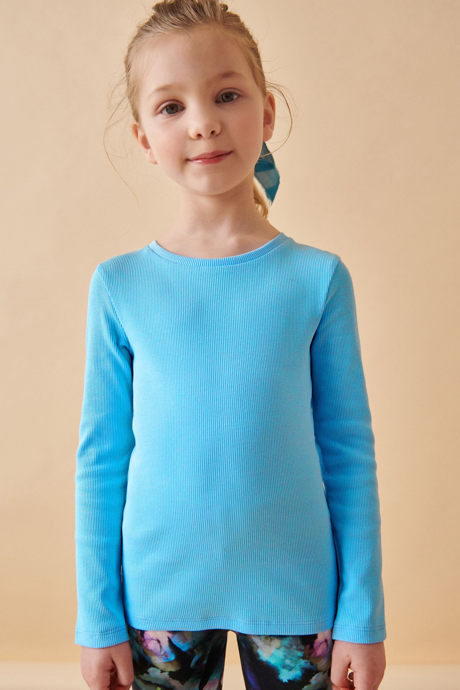 Blue 1 Pack Long Sleeve Ribbed Top (3-16yrs)