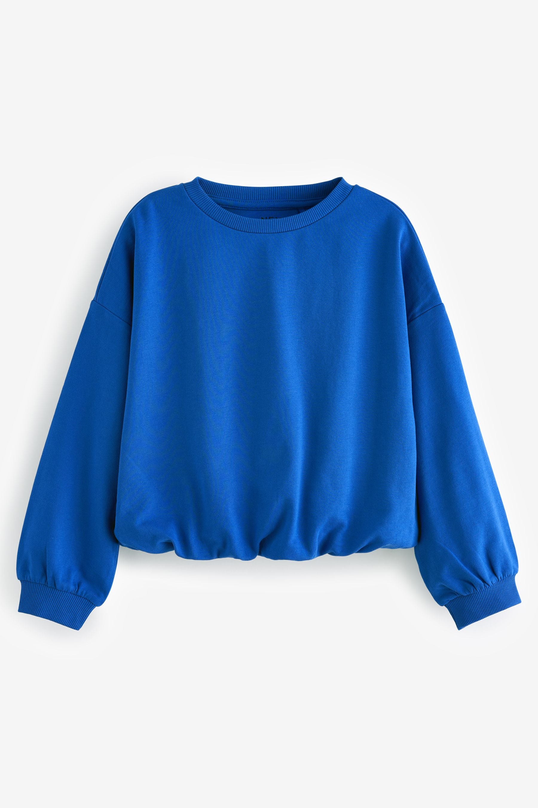 Blue 100% Cotton Boxy Bubble Hem Sweatshirt (3-16yrs)