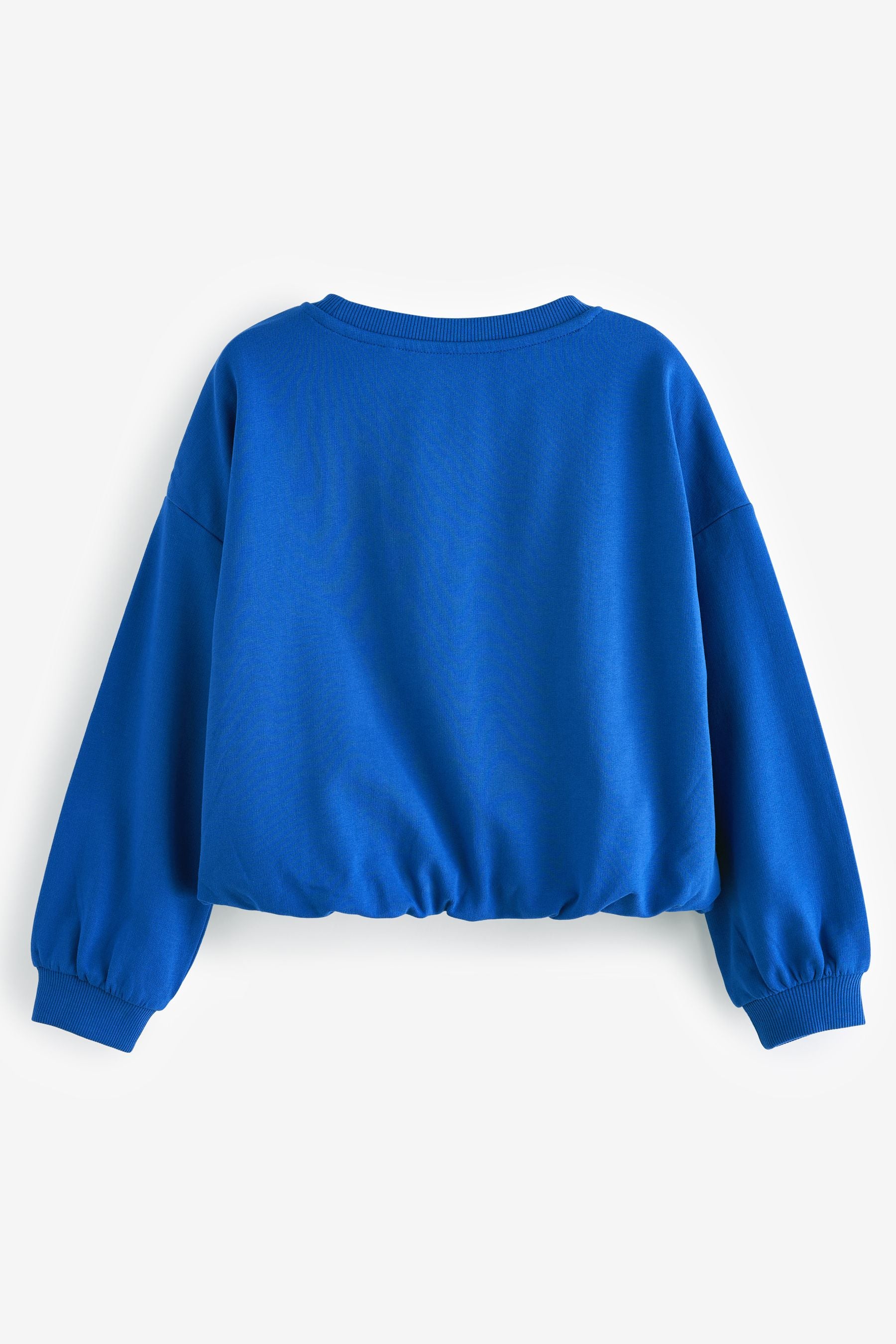 Blue 100% Cotton Boxy Bubble Hem Sweatshirt (3-16yrs)