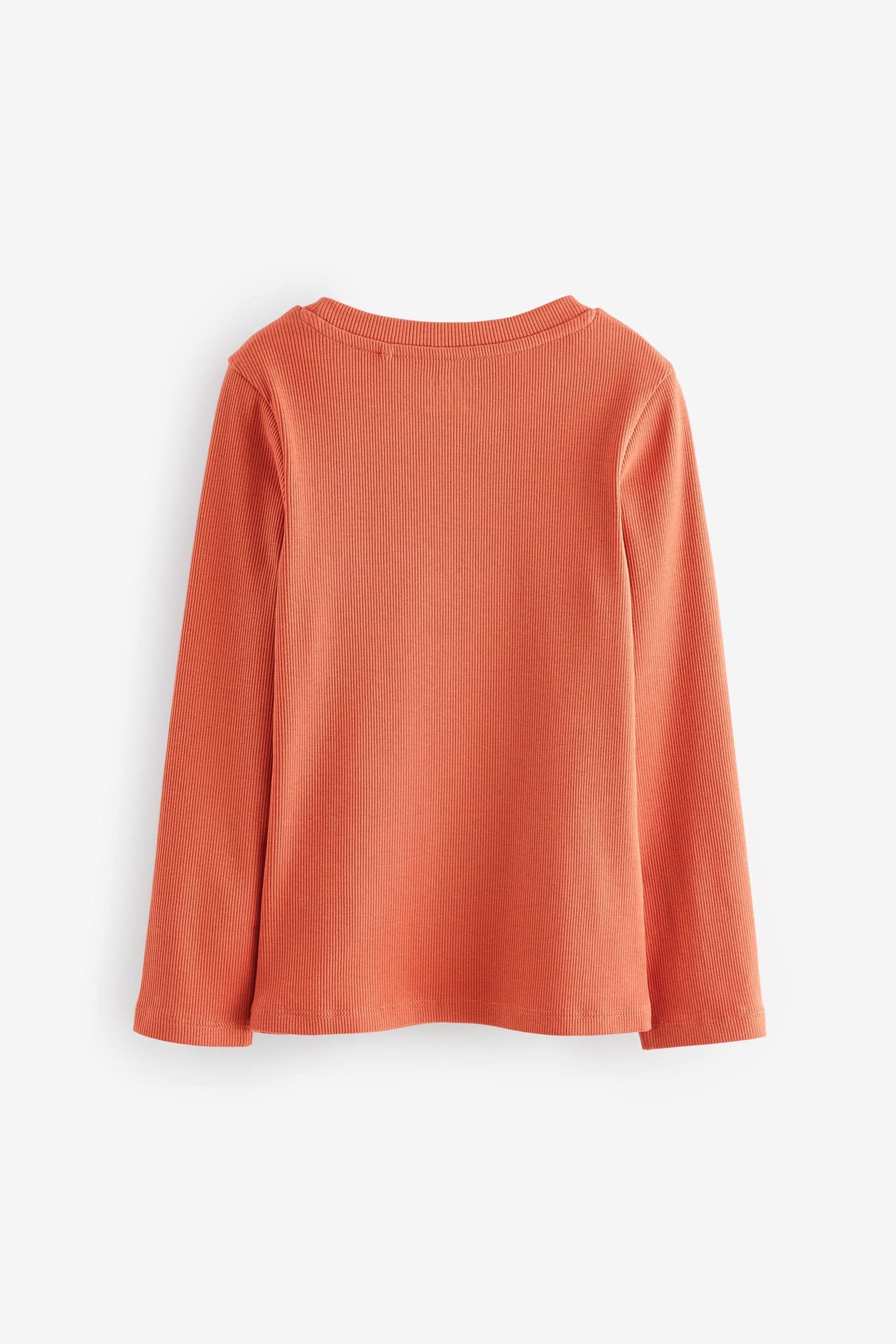 Orange 1 Pack Long Sleeve Ribbed Top (3-16yrs)