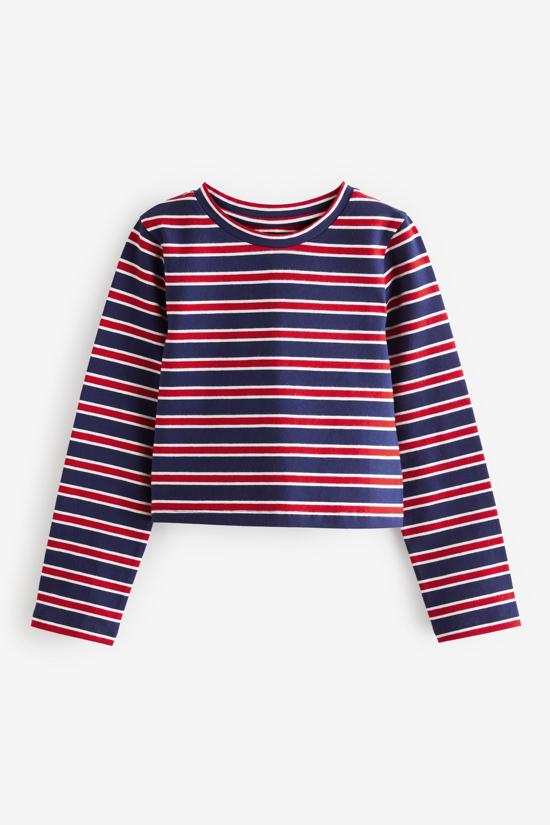 Red/Blue Long Sleeve Boxy Cropped T-Shirt (3-16yrs)