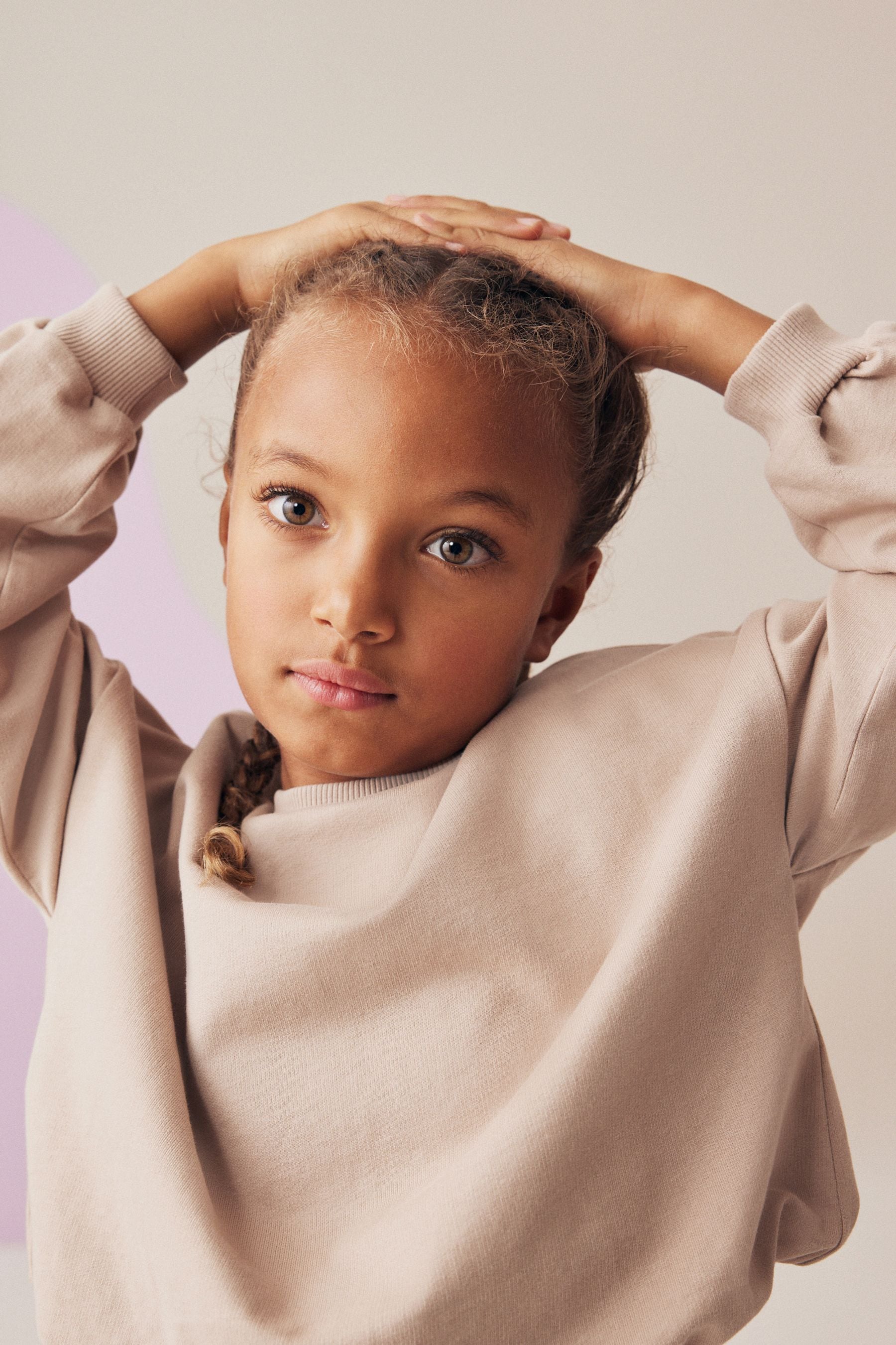 Neutral Boxy Bubble Hem Sweat Top (3-16yrs)