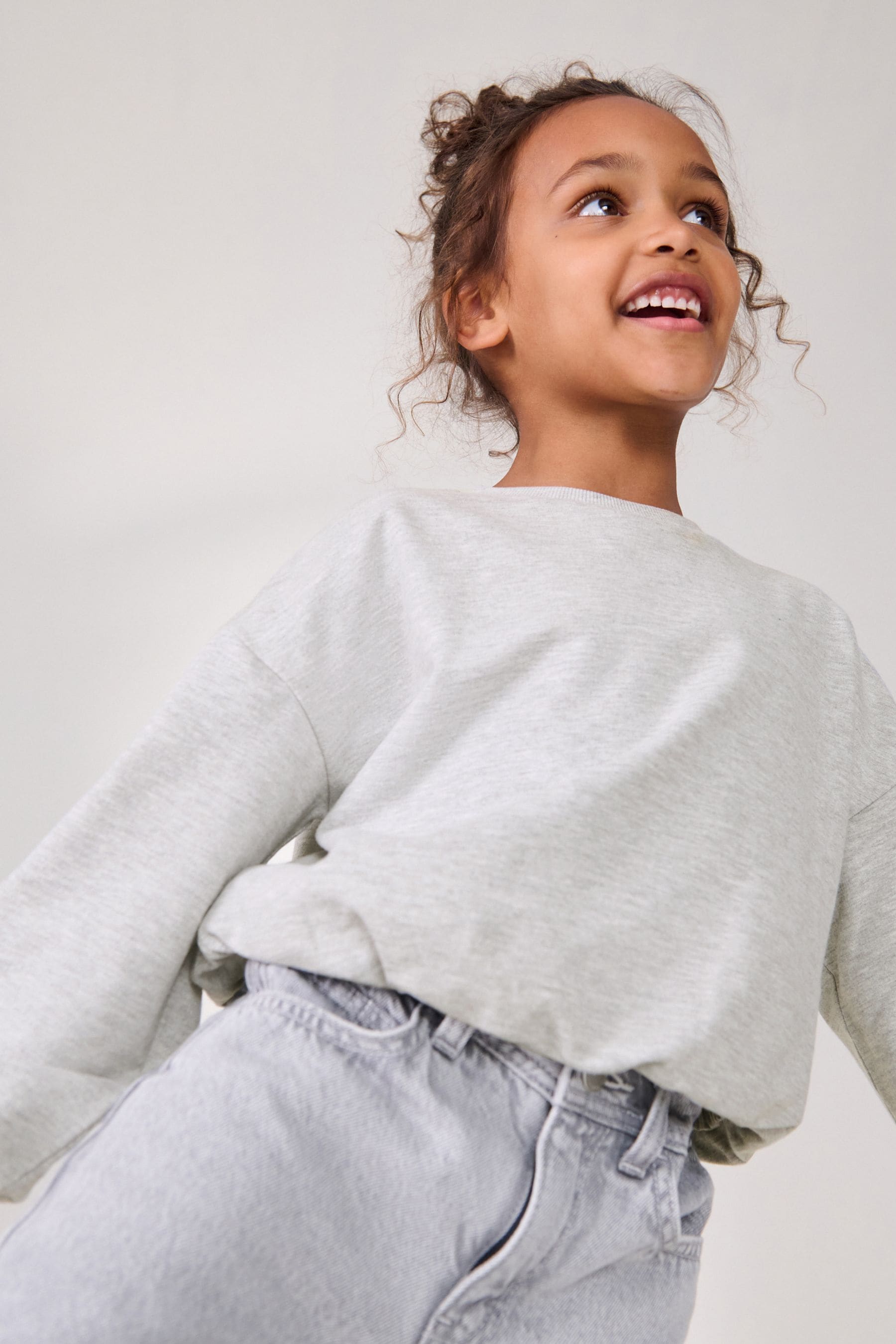 Grey Boxy Bubble Hem Sweat Top (3-16yrs)