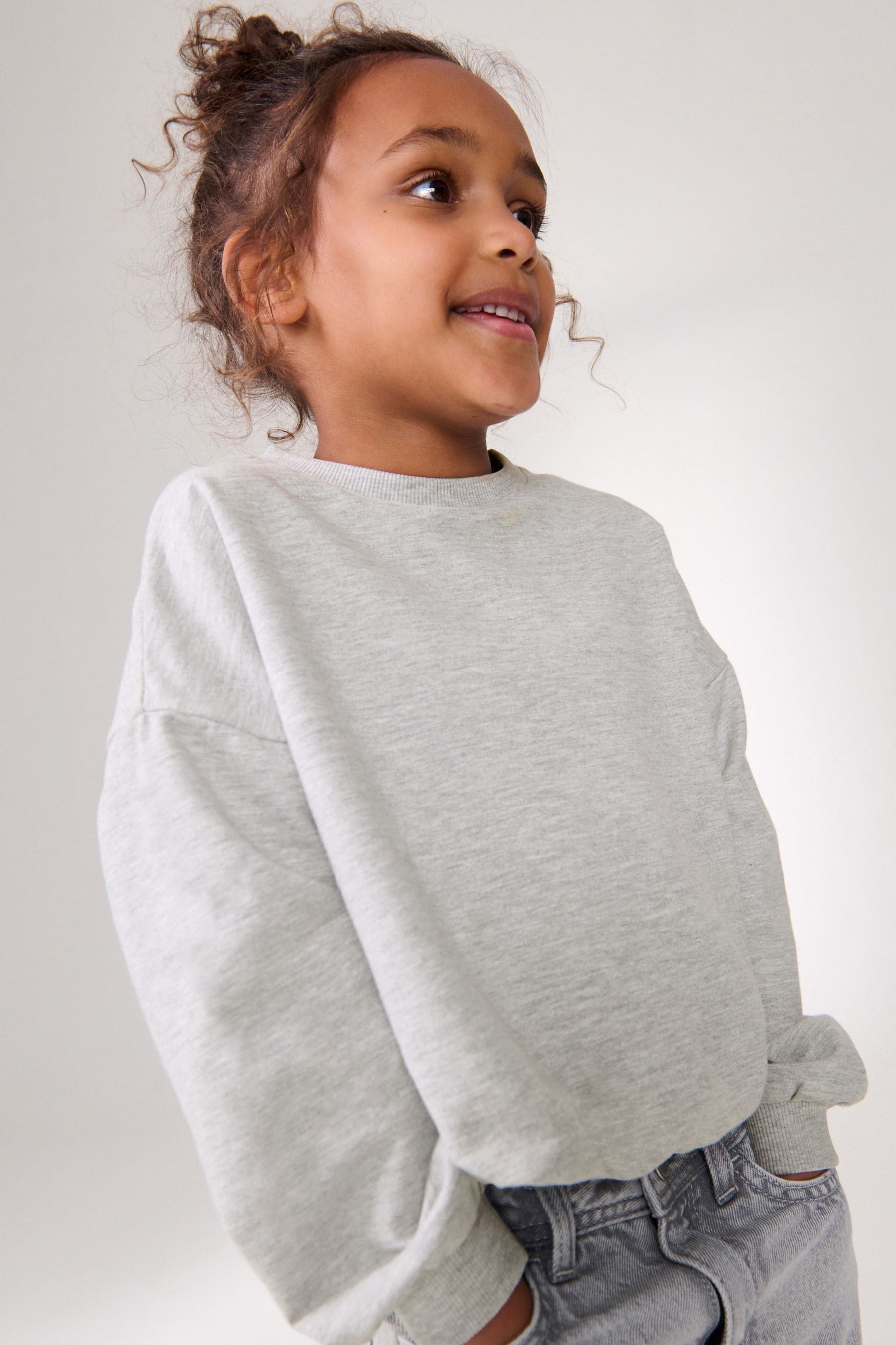 Grey Boxy Bubble Hem Sweat Top (3-16yrs)