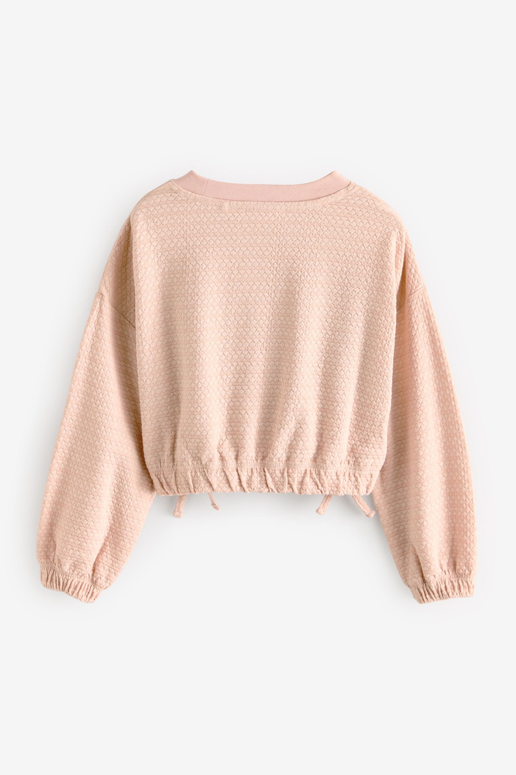 Pink Textured Ruche Hem Long Sleeve T-Shirt (3-16yrs)