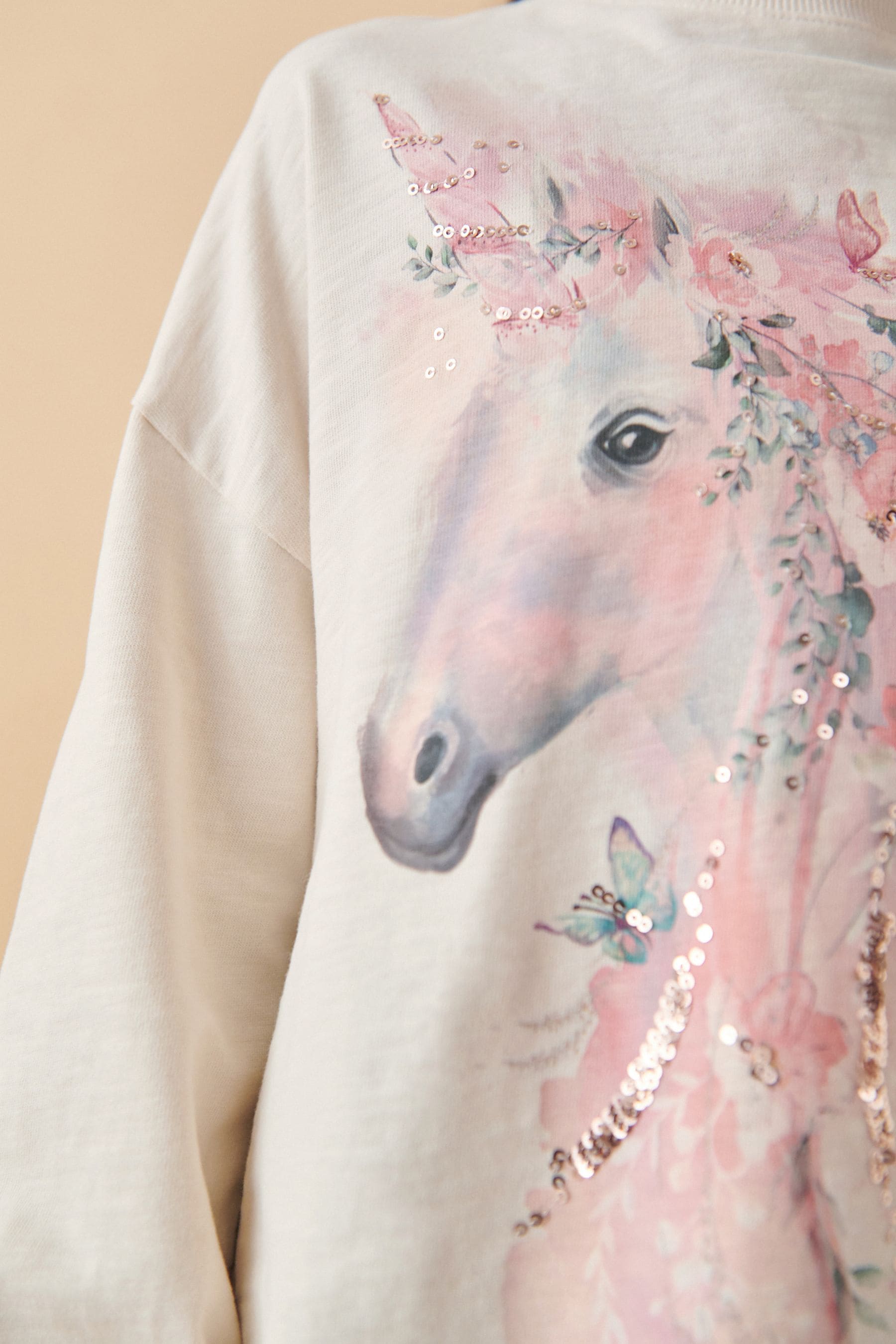 Pink 100% Cotton Sequin Unicorn Long Sleeve T-Shirt (3-16yrs)