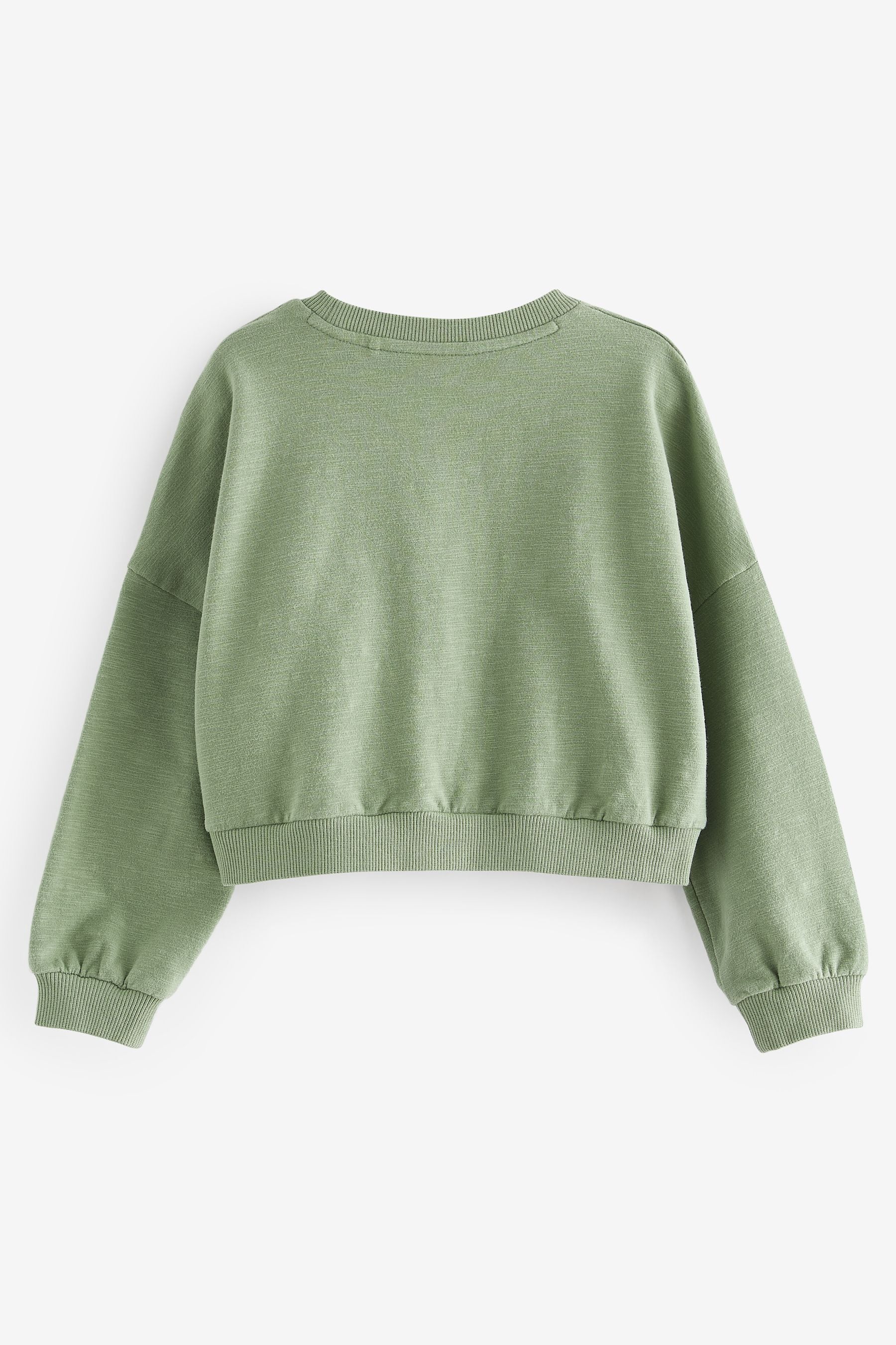 Khaki Green Sequin Heart Long Sleeve T-Shirt (3-16yrs)