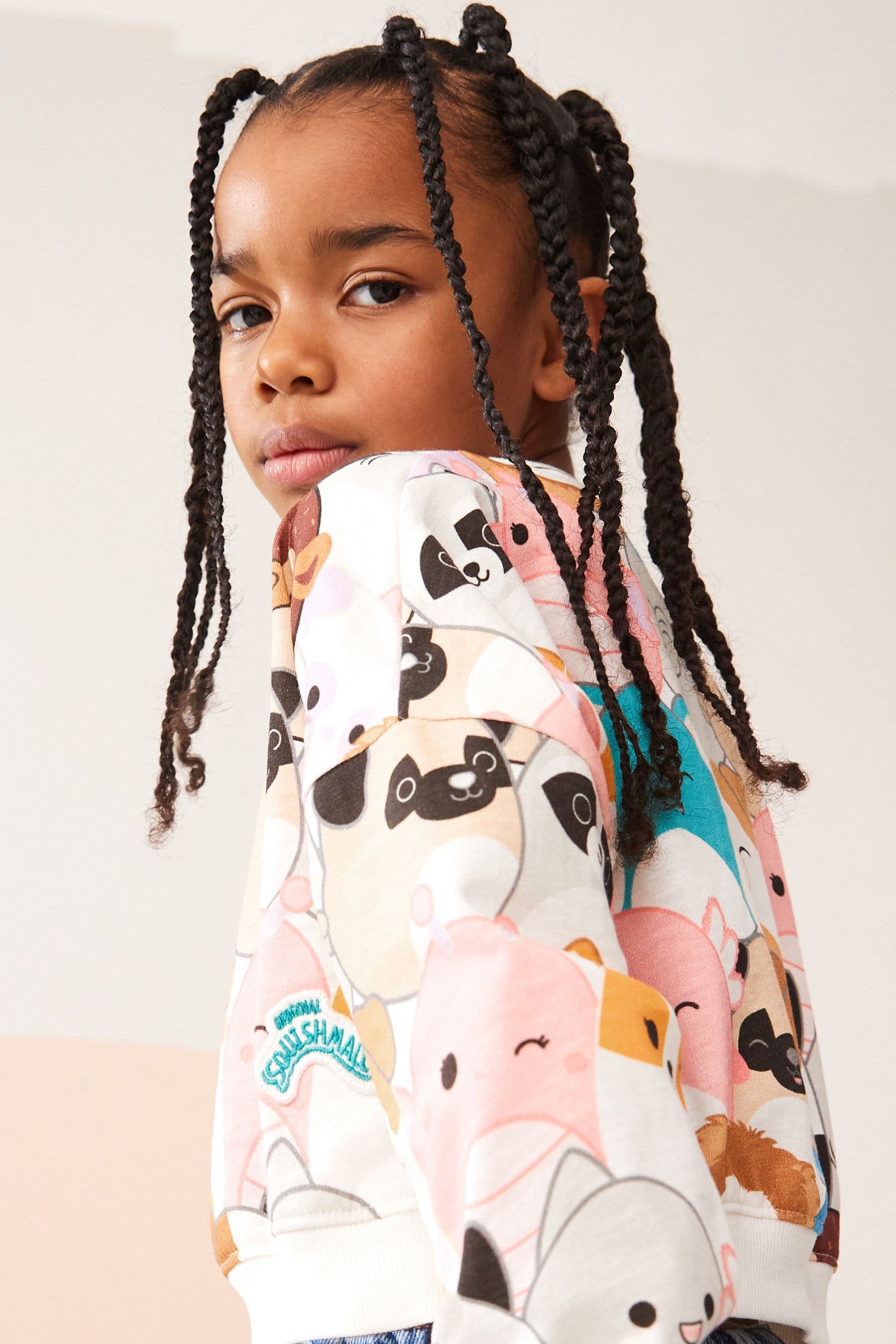 Squishmallows Ecru Cream Boxy Long Sleeve Sweat Top (5-12yrs)