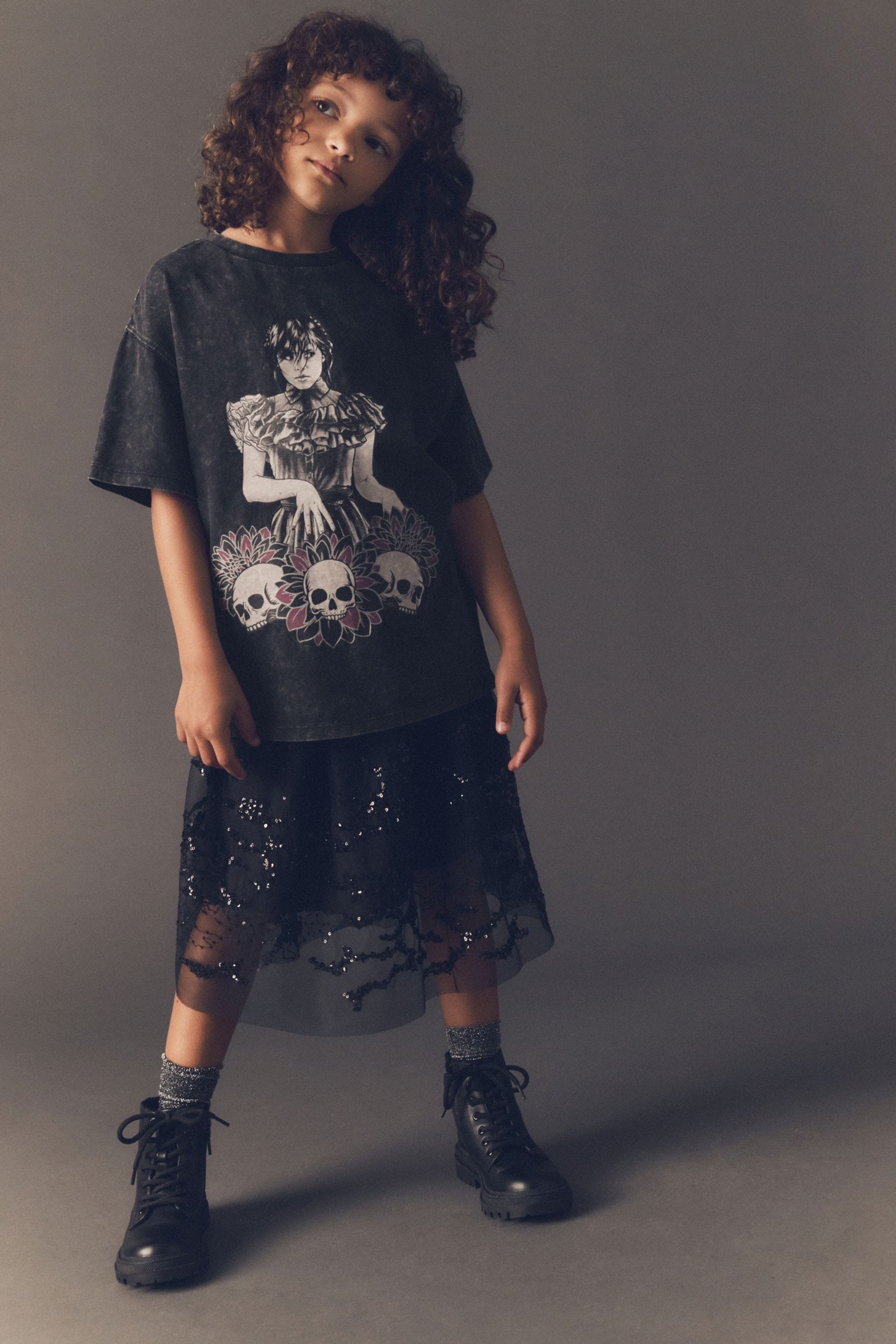 Black 100% Cotton Wednesday License Graphic T-Shirt (9-16yrs)