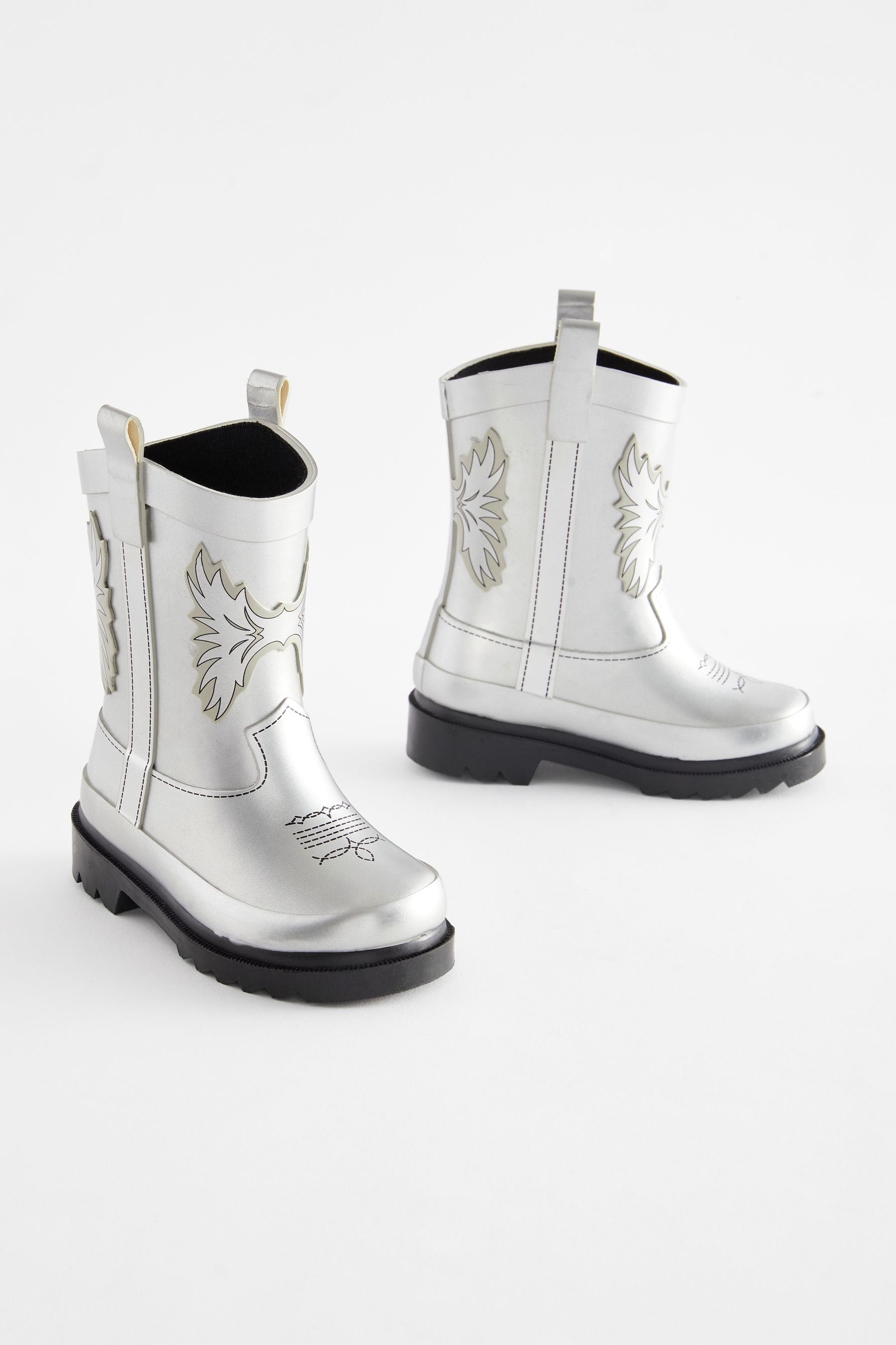 Silver Western Wellies