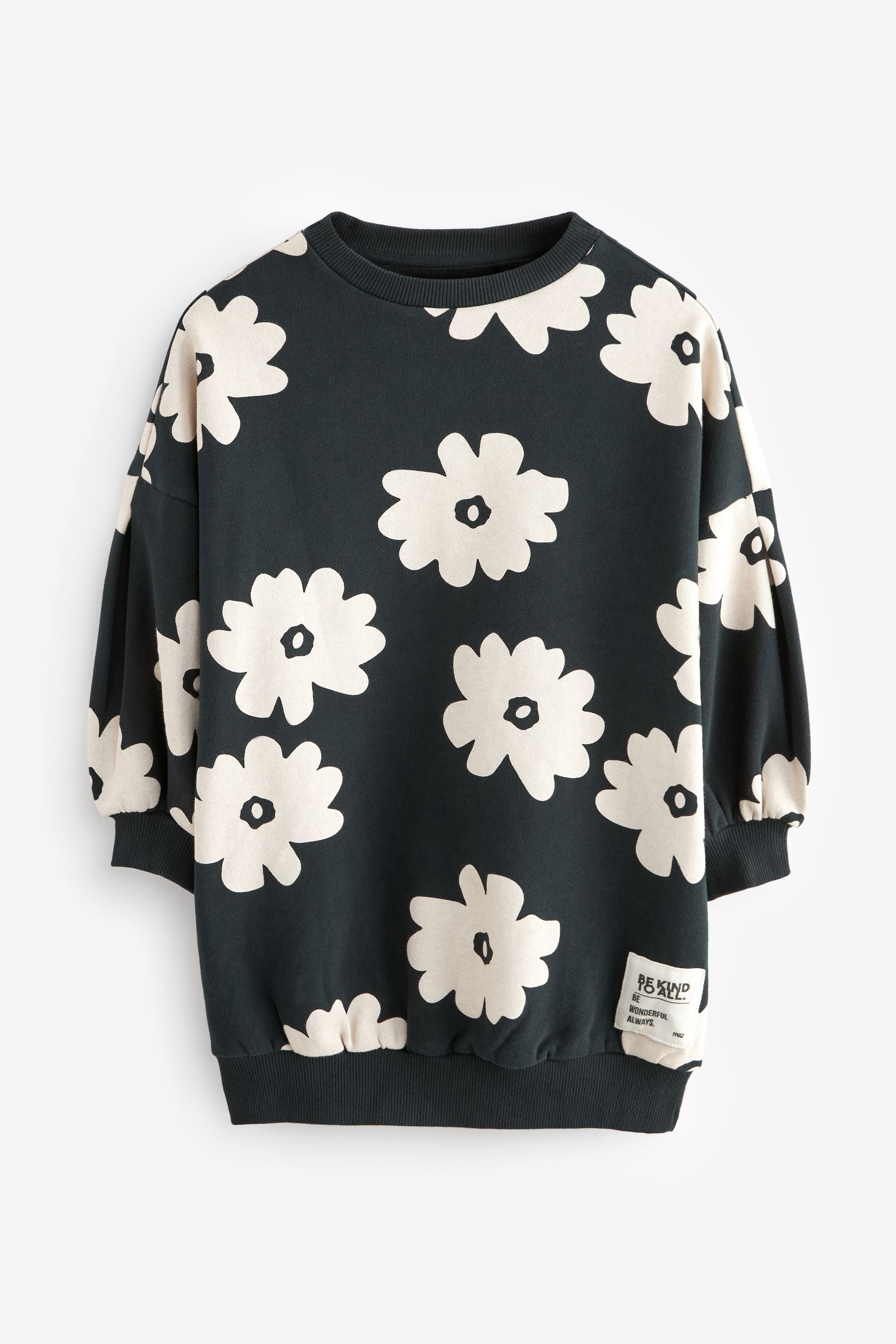 Black/White Flower Jumper Dress (3-16yrs)