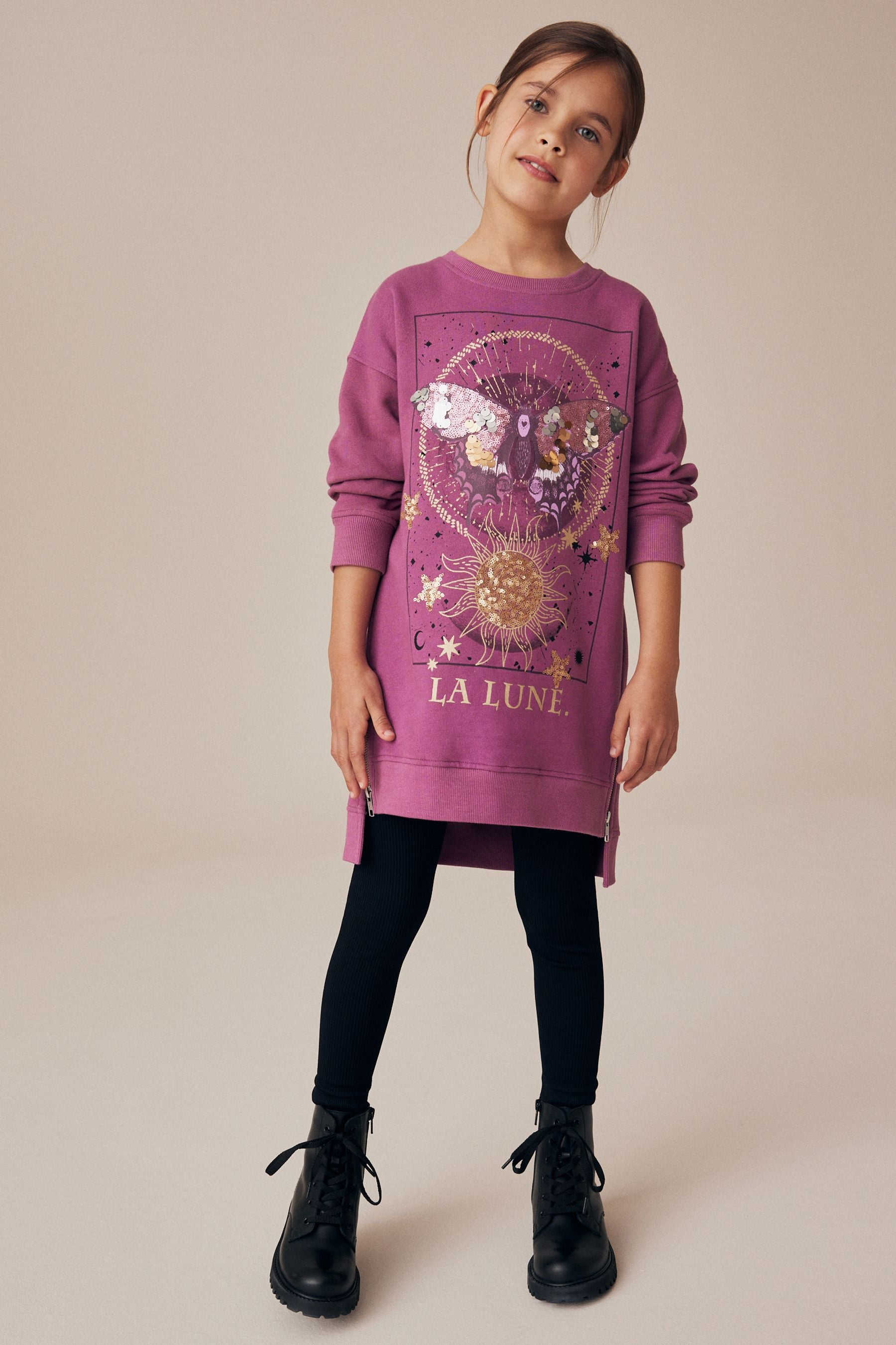 Purple Butterfly Jumper Dress (3-16yrs)