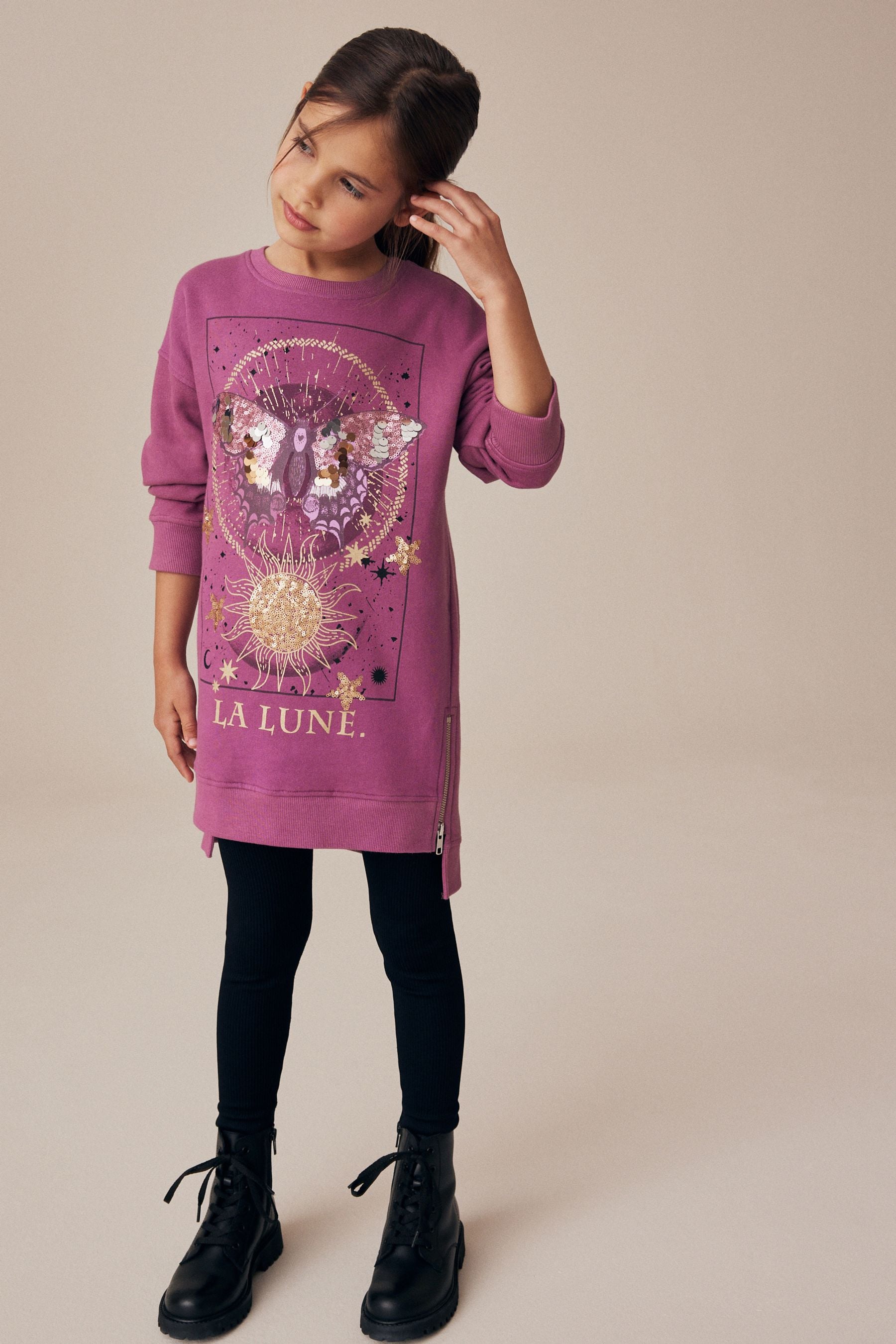 Purple Butterfly Jumper Dress (3-16yrs)