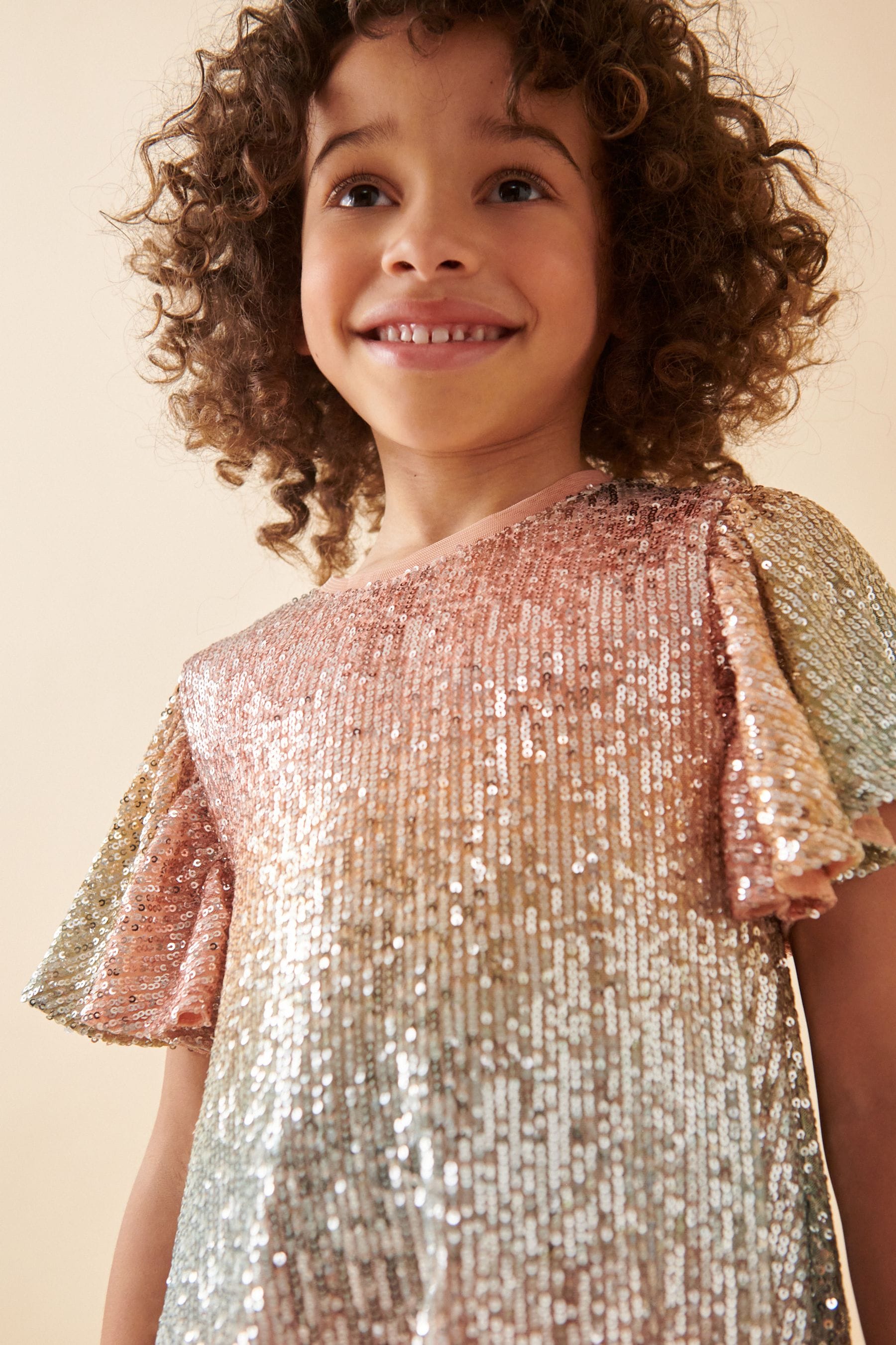 Orange/Blue Ombre Sequin Sparkle Party Dress (3-16yrs)