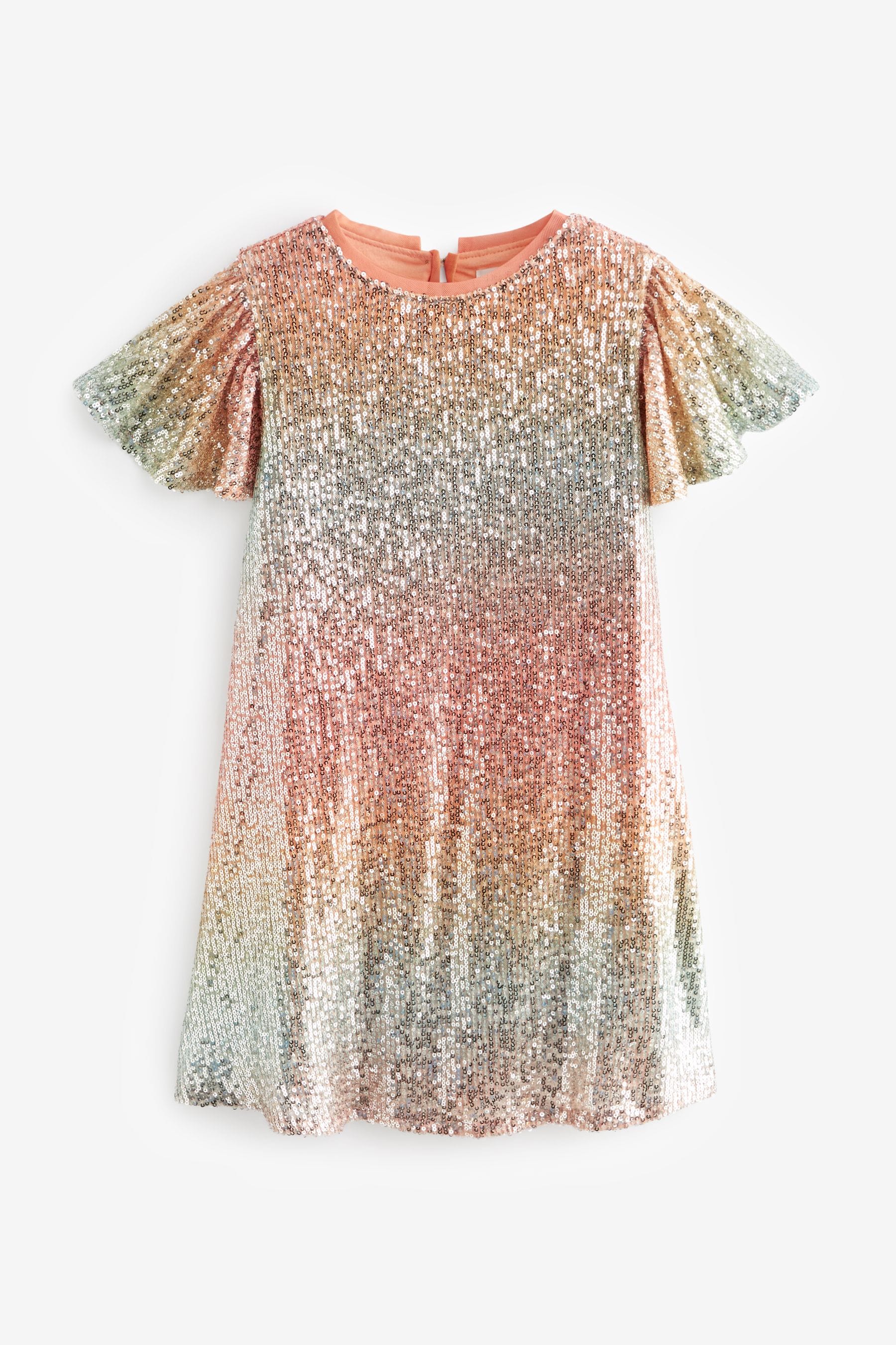 Orange/Blue Ombre Sequin Sparkle Party Dress (3-16yrs)