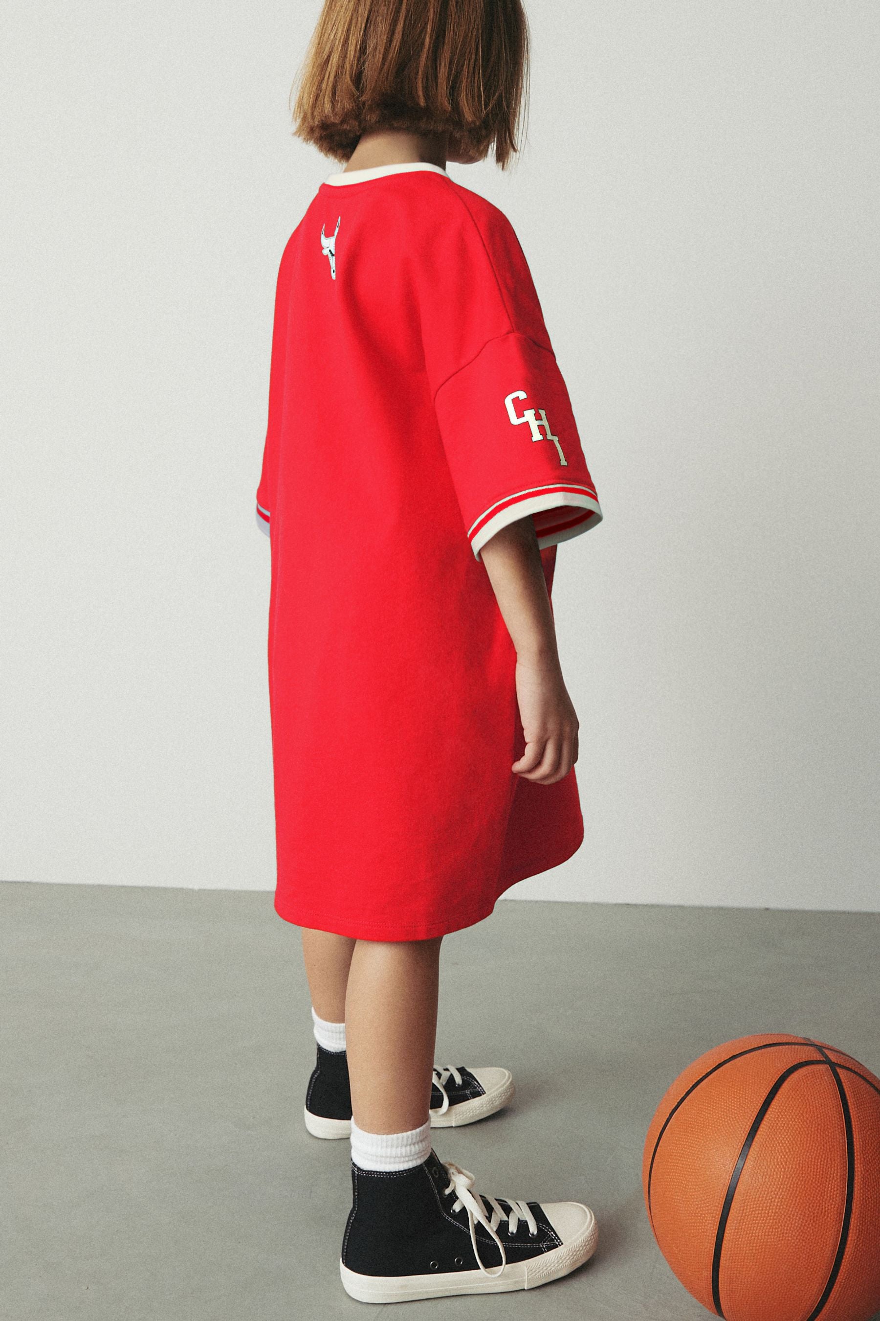 Red Chicago Bulls 100% Cotton NBA Jersey Dress (3-16yrs)