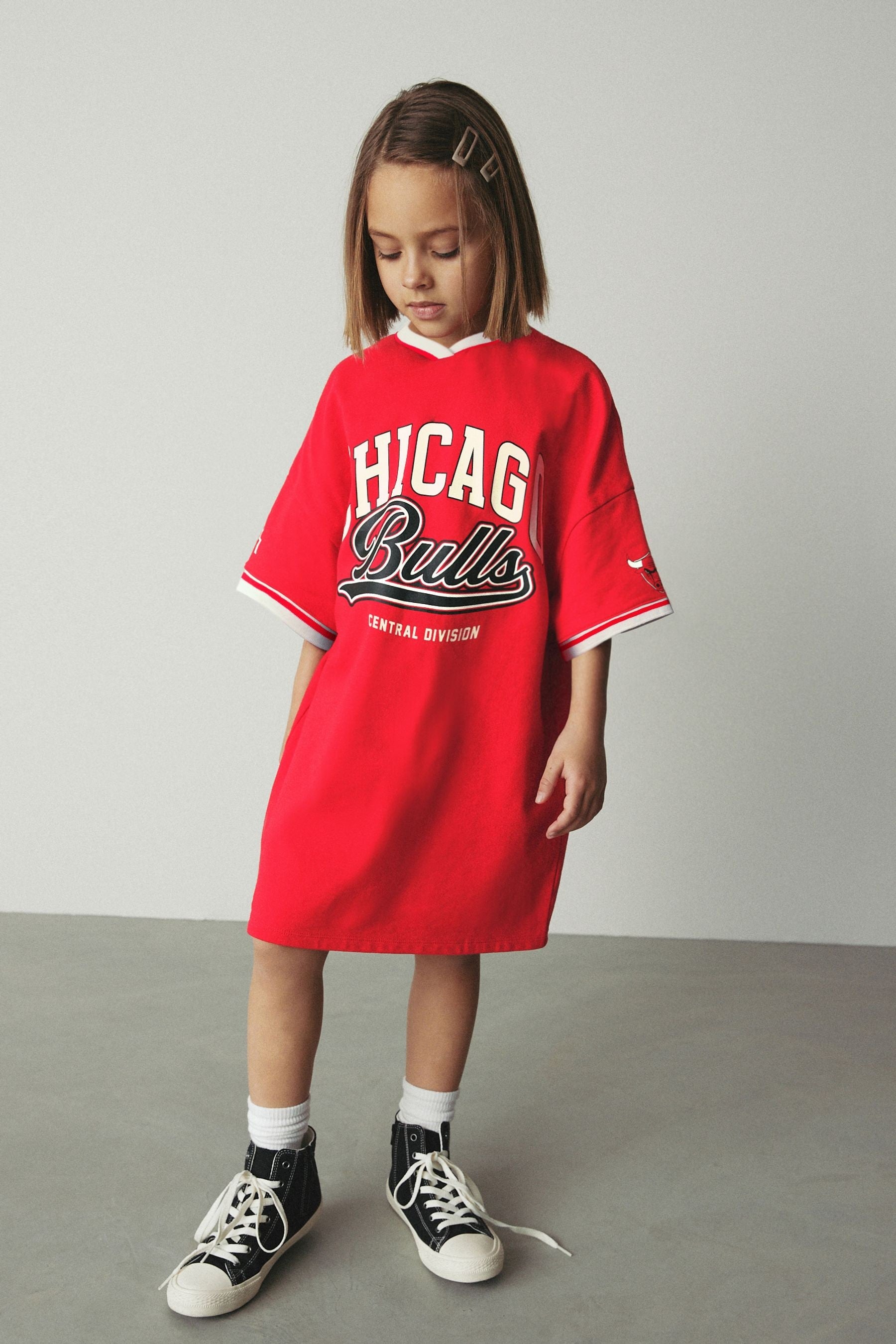 Red Chicago Bulls 100% Cotton NBA Jersey Dress (3-16yrs)