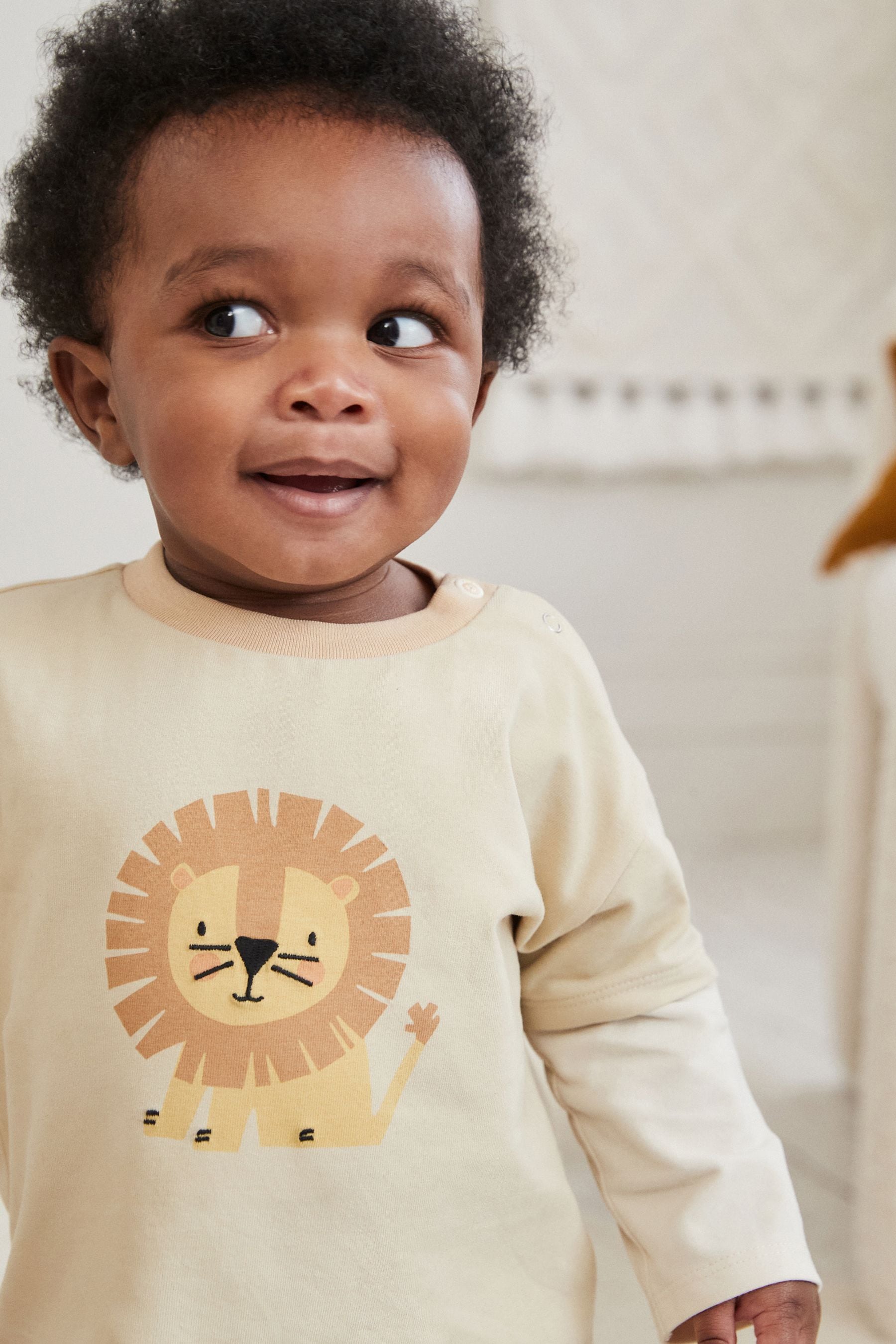 Neutral Lion Baby Top And Leggings Set