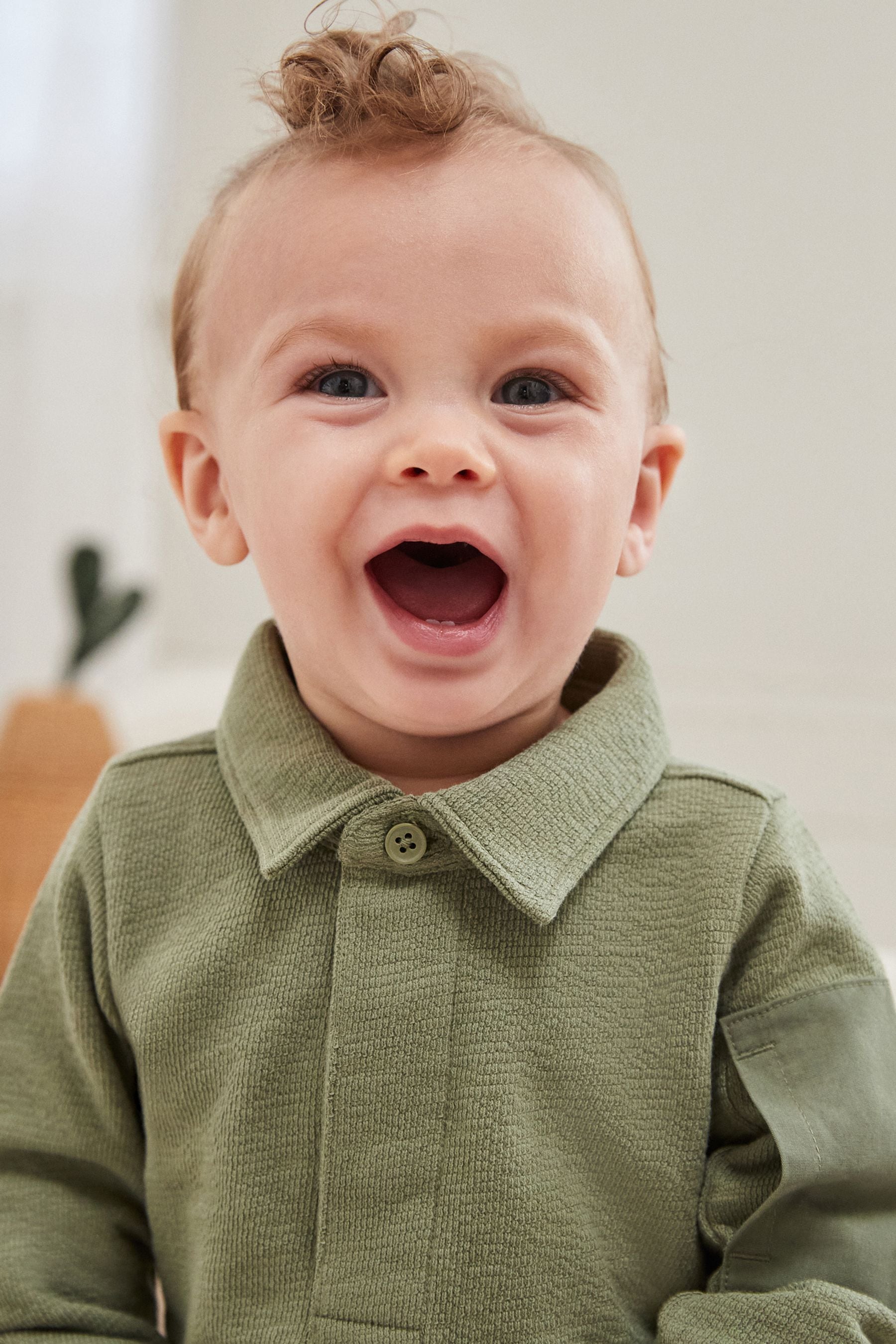 Khaki Green Baby Top And Joggers Set