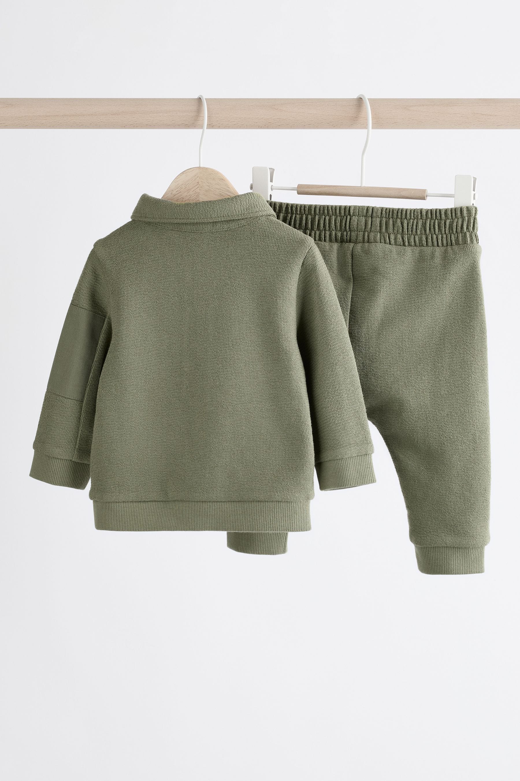 Khaki Green Baby Top And Joggers Set