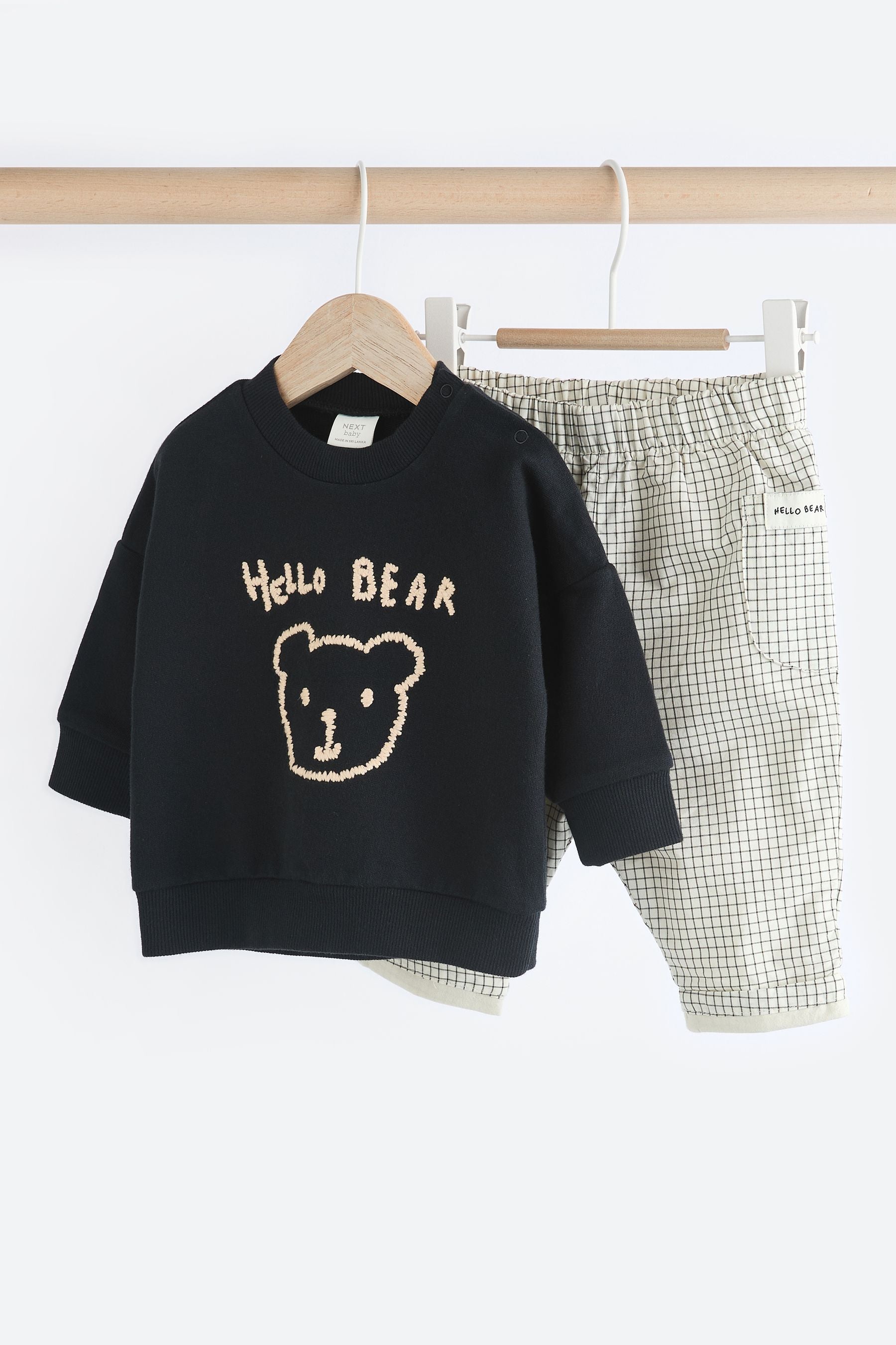 Black/White Bear Baby Sweatshirt and Joggers Set