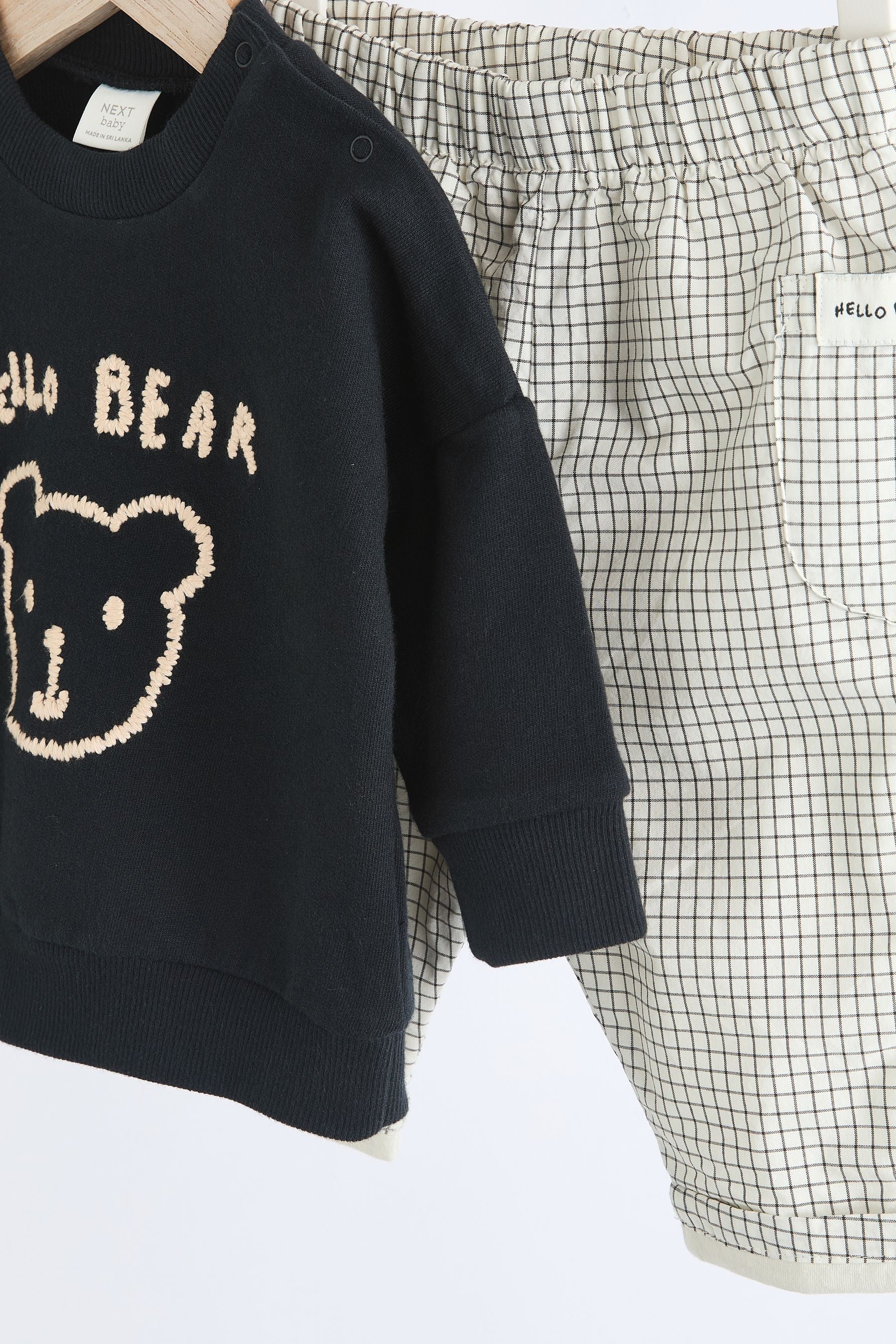 Black/White Bear Baby Sweatshirt and Joggers Set