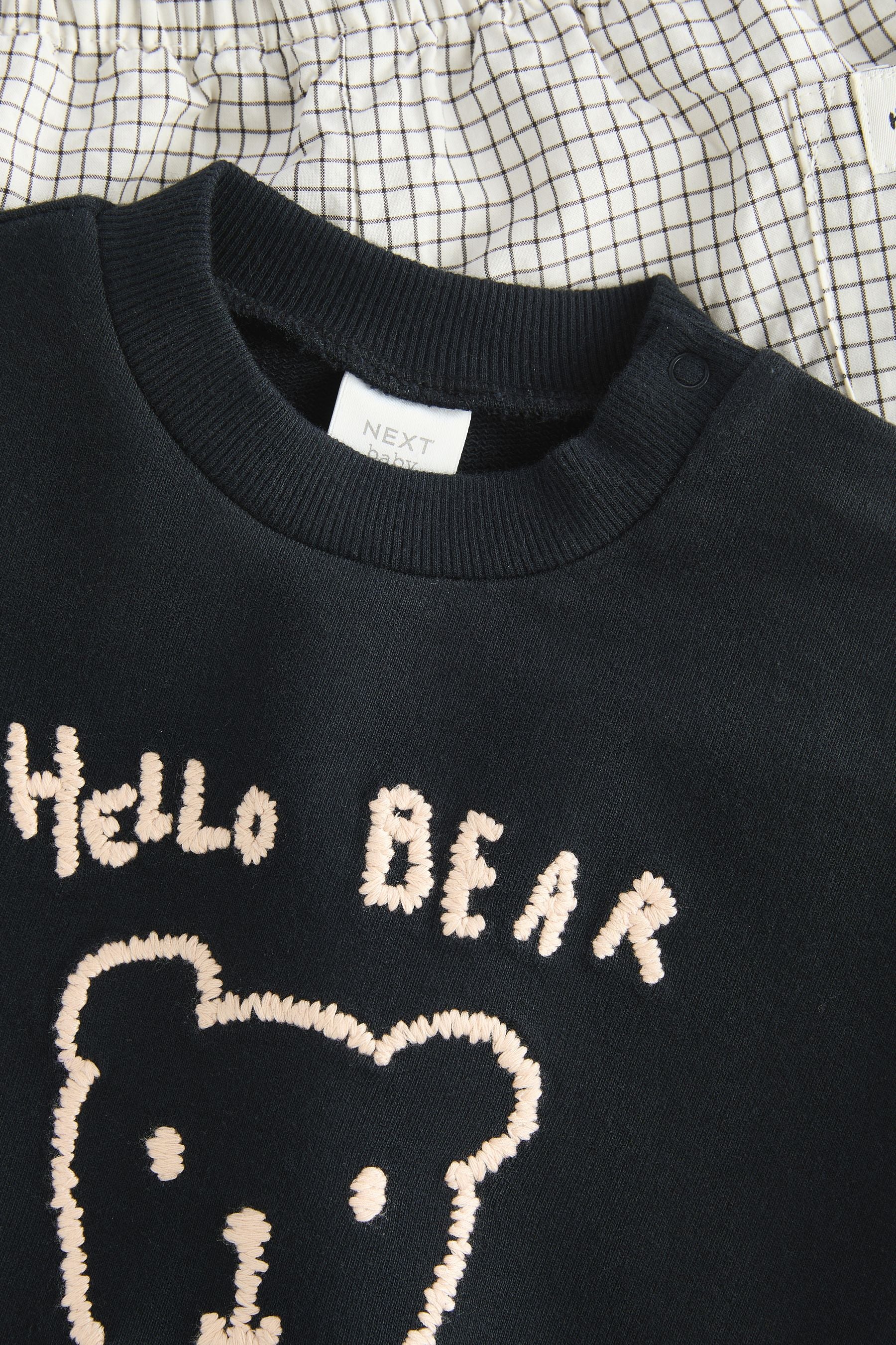 Black/White Bear Baby Sweatshirt and Joggers Set