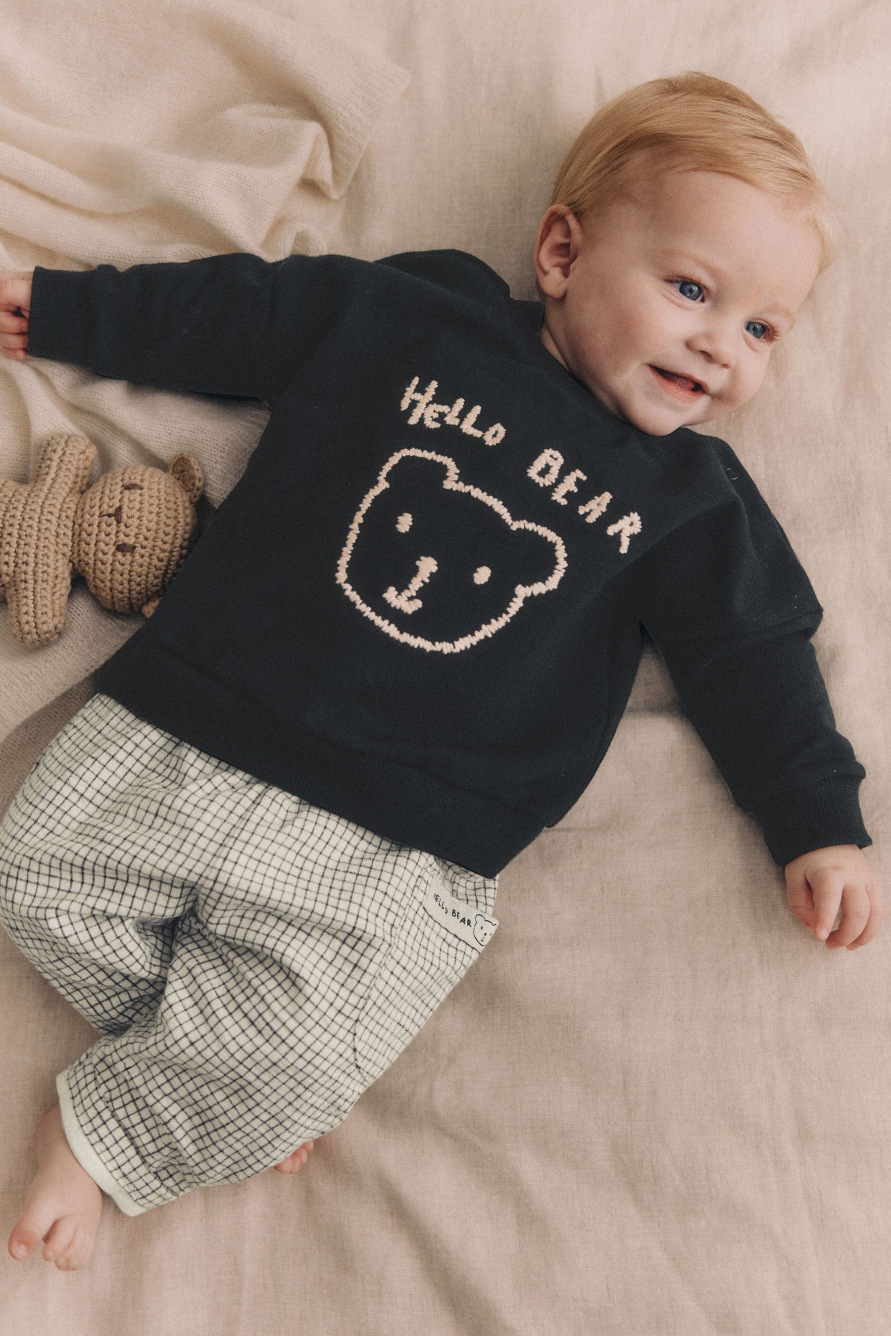 Black/White Bear Baby Sweatshirt and Joggers Set