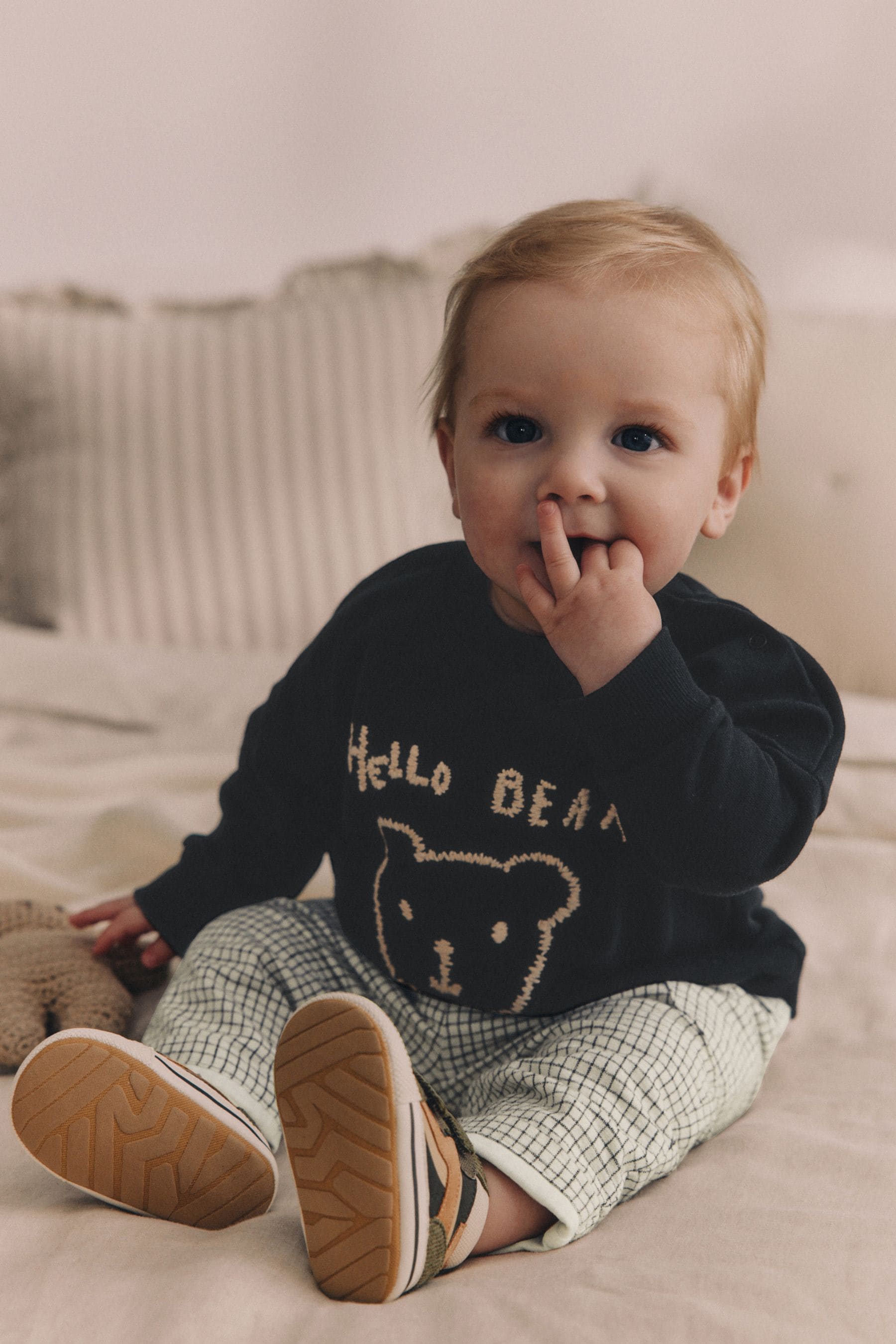 Black/White Bear Baby Sweatshirt and Joggers Set