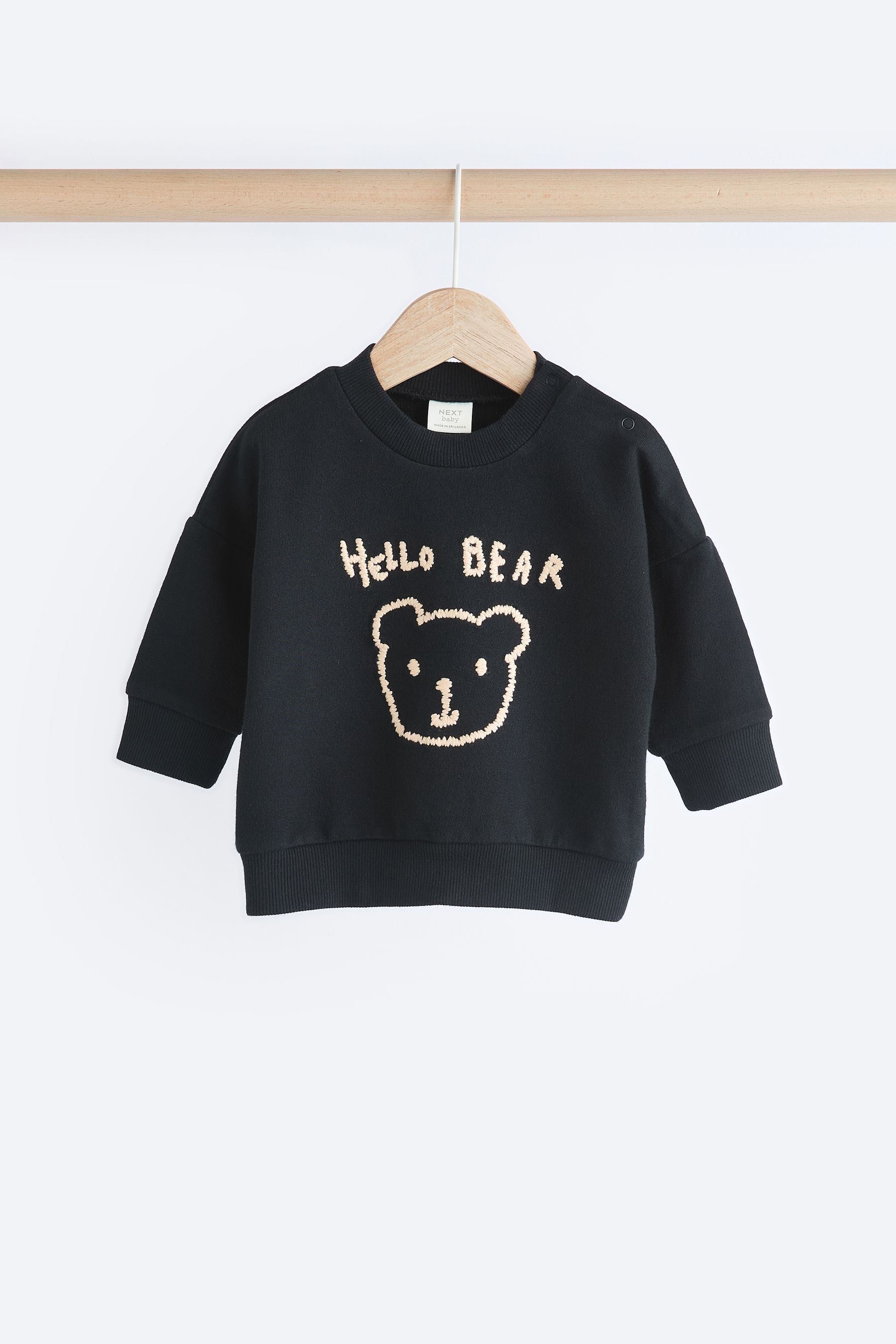 Black/White Bear Baby Sweatshirt and Joggers Set